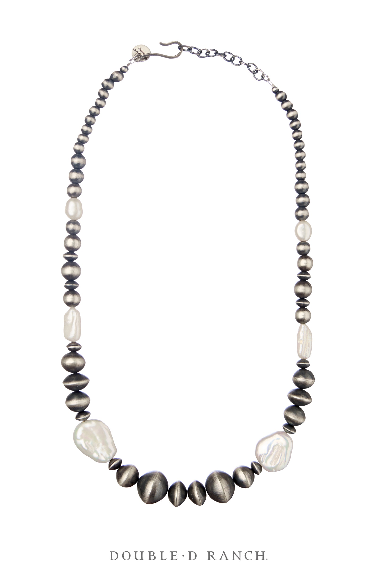 Necklace, Desert Pearls, Fresh Water Pearls, Sterling Silver, Graduated, Contemporary, 22", 3678