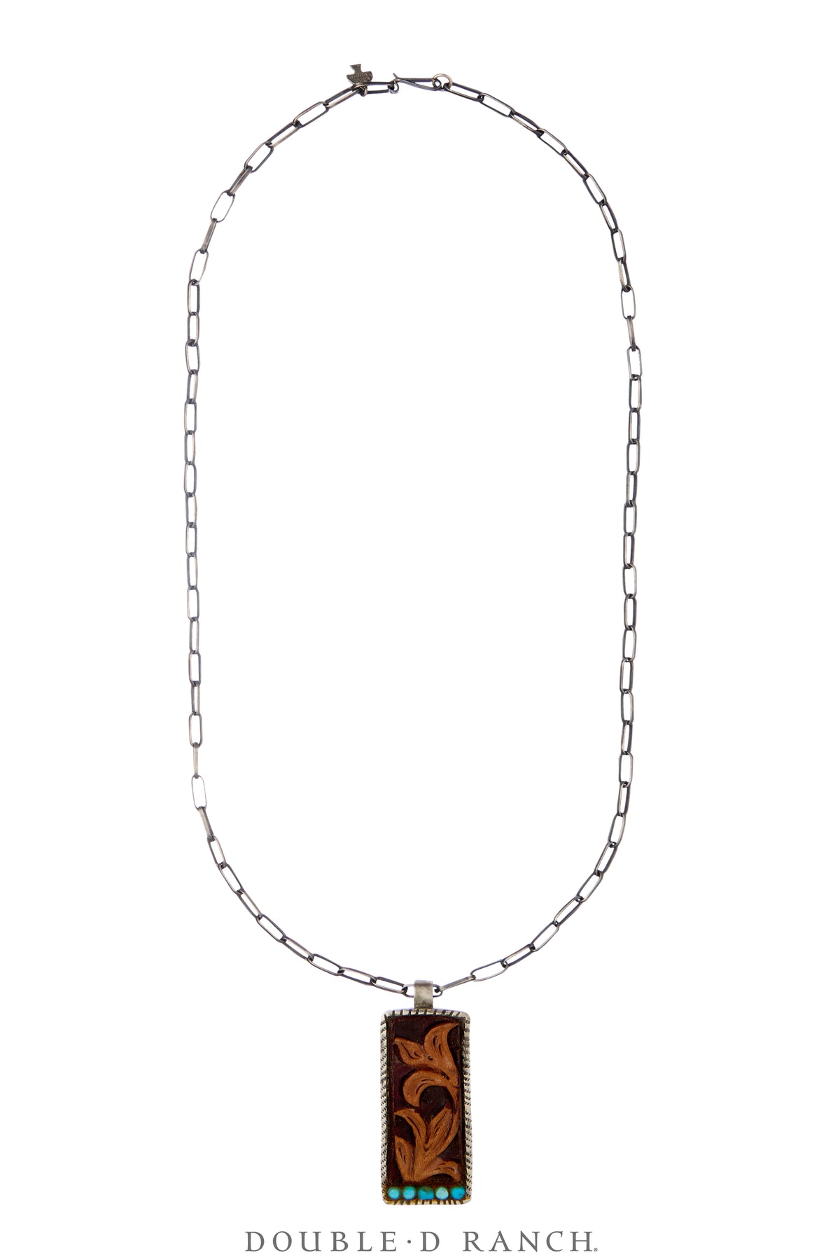 Necklace, Novelty, Leather Tab, Turquoise, Charlie Favour, Contempory, 3686