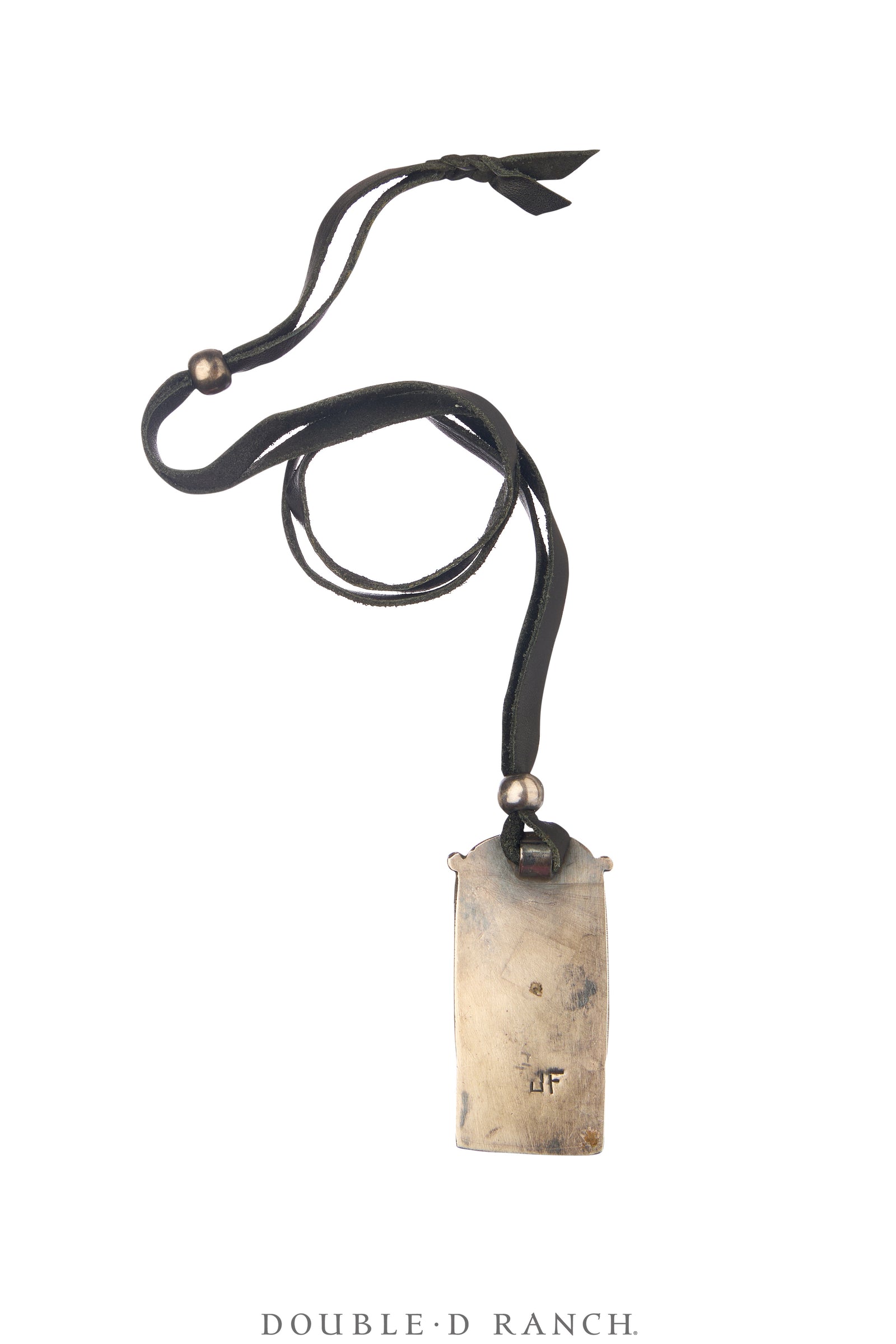 Necklace, Leather Thong, Natural Turquoise & Orange Spiy Oyster, Jock Favour, Hallmarked, Contemporary, 3685