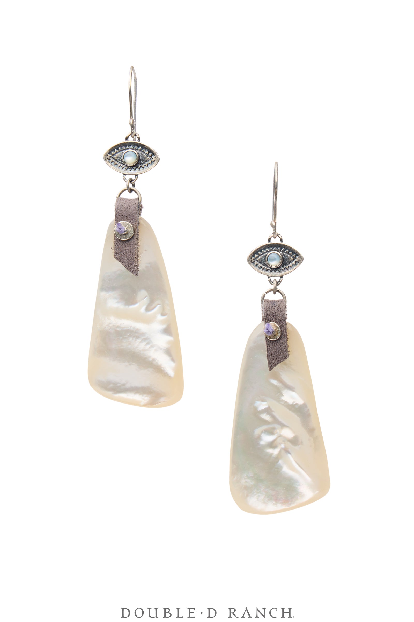 Earrings, Slab, Mother of Pearl, Sterling Silver, Contemporary, 2129