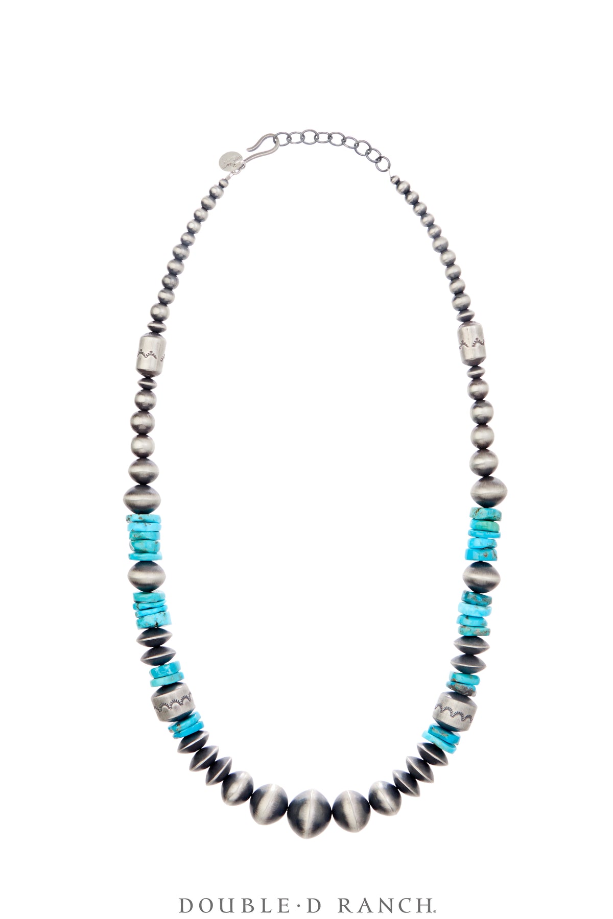 Necklace, Desert Pearl, Turquoise, Barrel Beads, Graduated, Hallmark, Contemporary 24", 3520