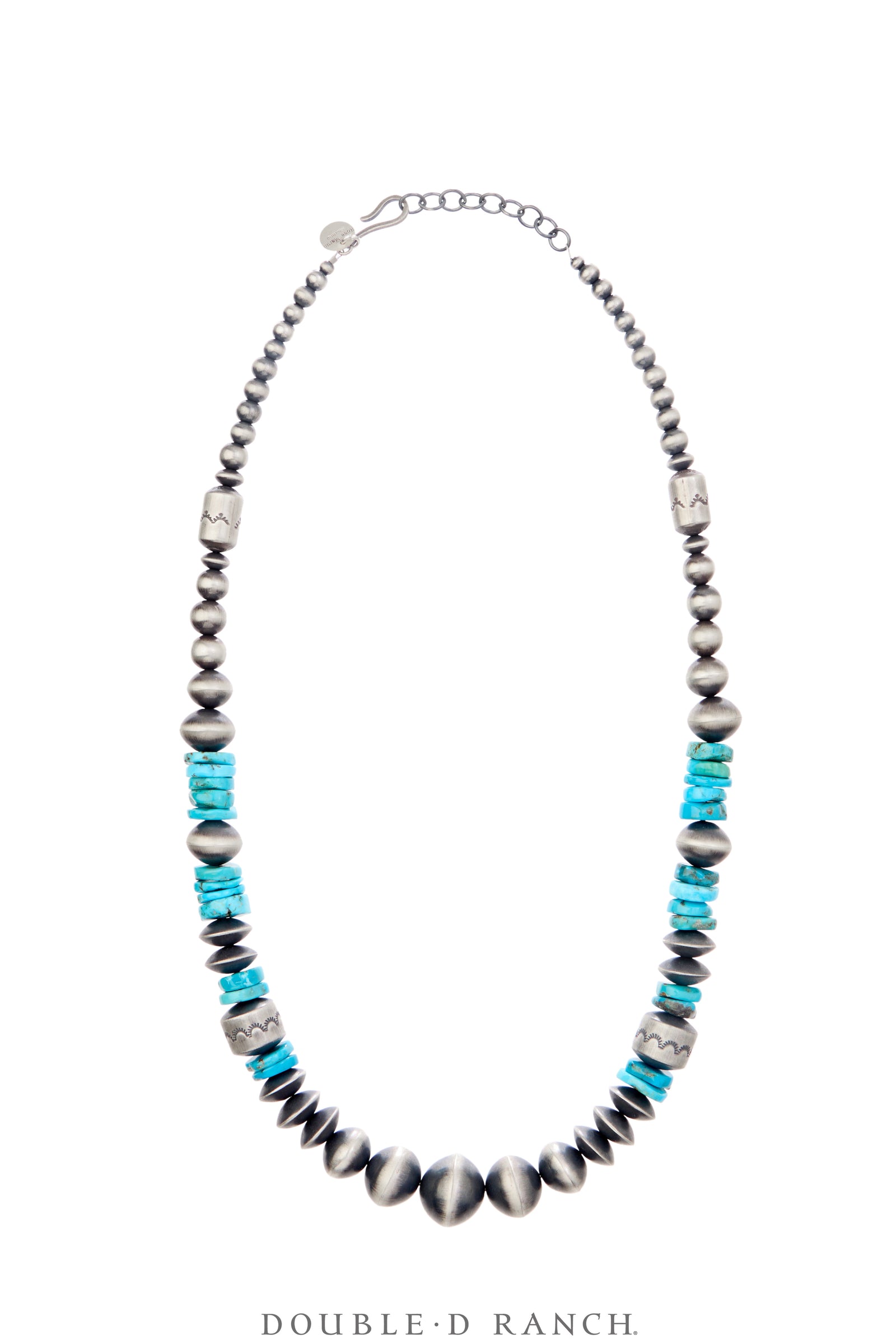 Necklace, Desert Pearl, Turquoise, Barrel Beads, Graduated, Hallmark, Contemporary 24", 3520