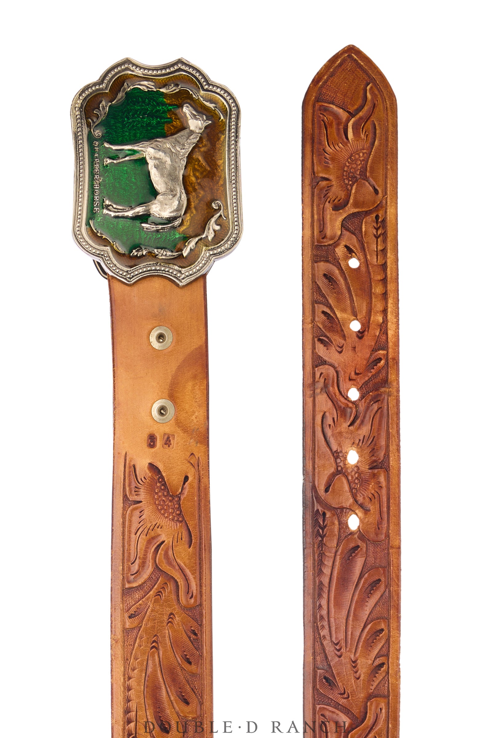 Belt, A Vintage, Buckle, Western Kitsch, Enamel, Horse, Vintage, 856