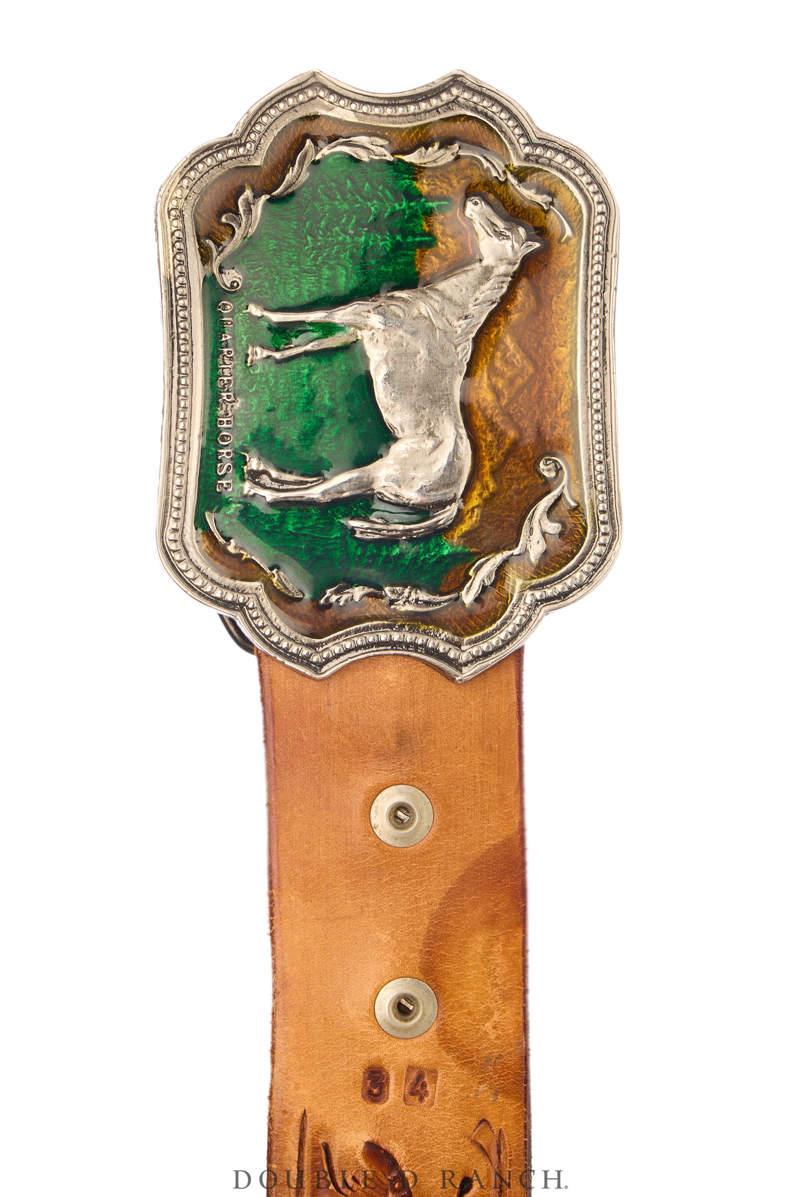 Belt, A Vintage, Buckle, Western Kitsch, Enamel, Horse, Vintage, 856
