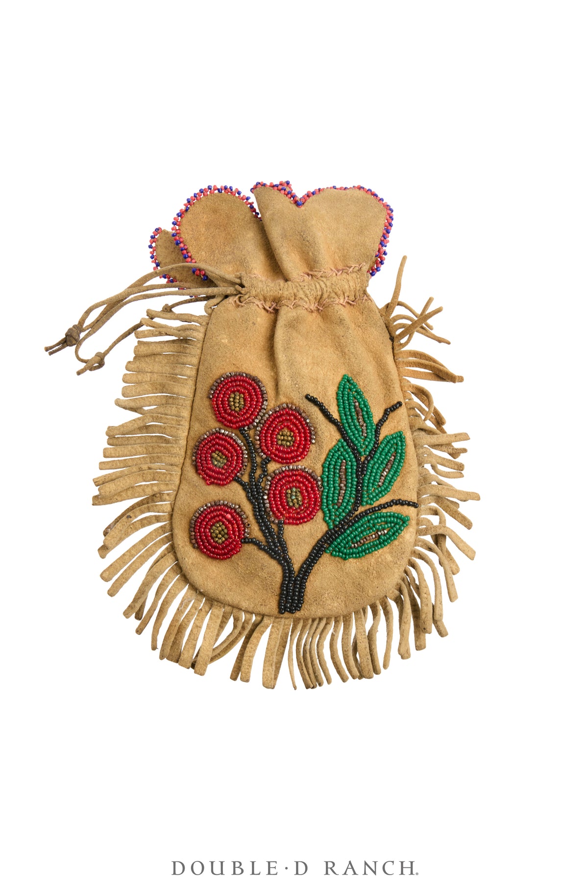 Bag, Tobacco, Beaded, Fringed, Plateau, Antique, Early 20th Century, 1425