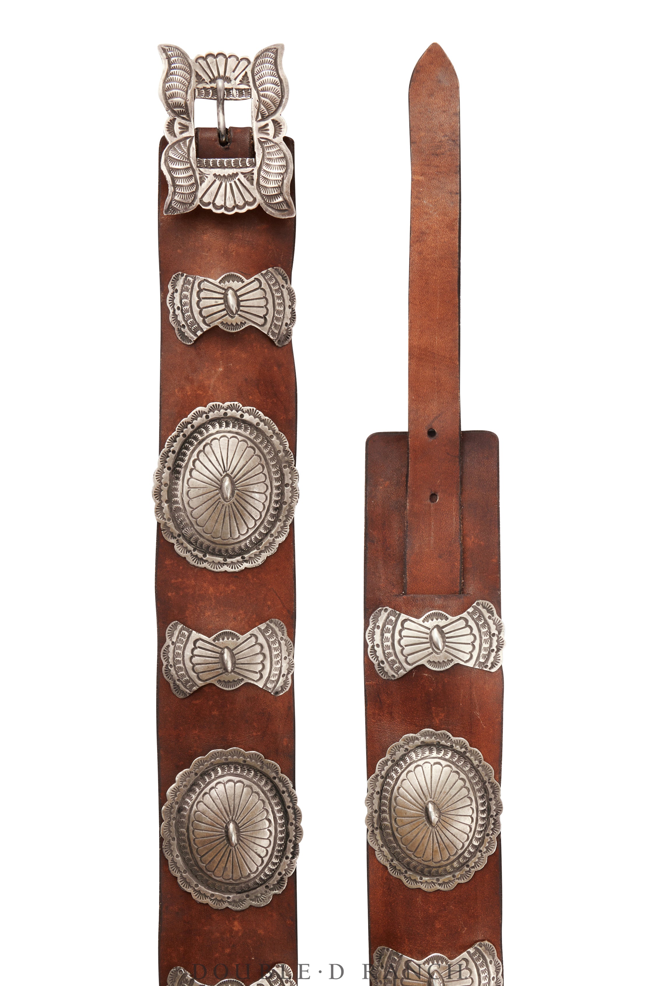 Vintage wide embossed leather cinch belt with silver concho hardware Brown Concho Belts for Women for sale | eBay main image 2