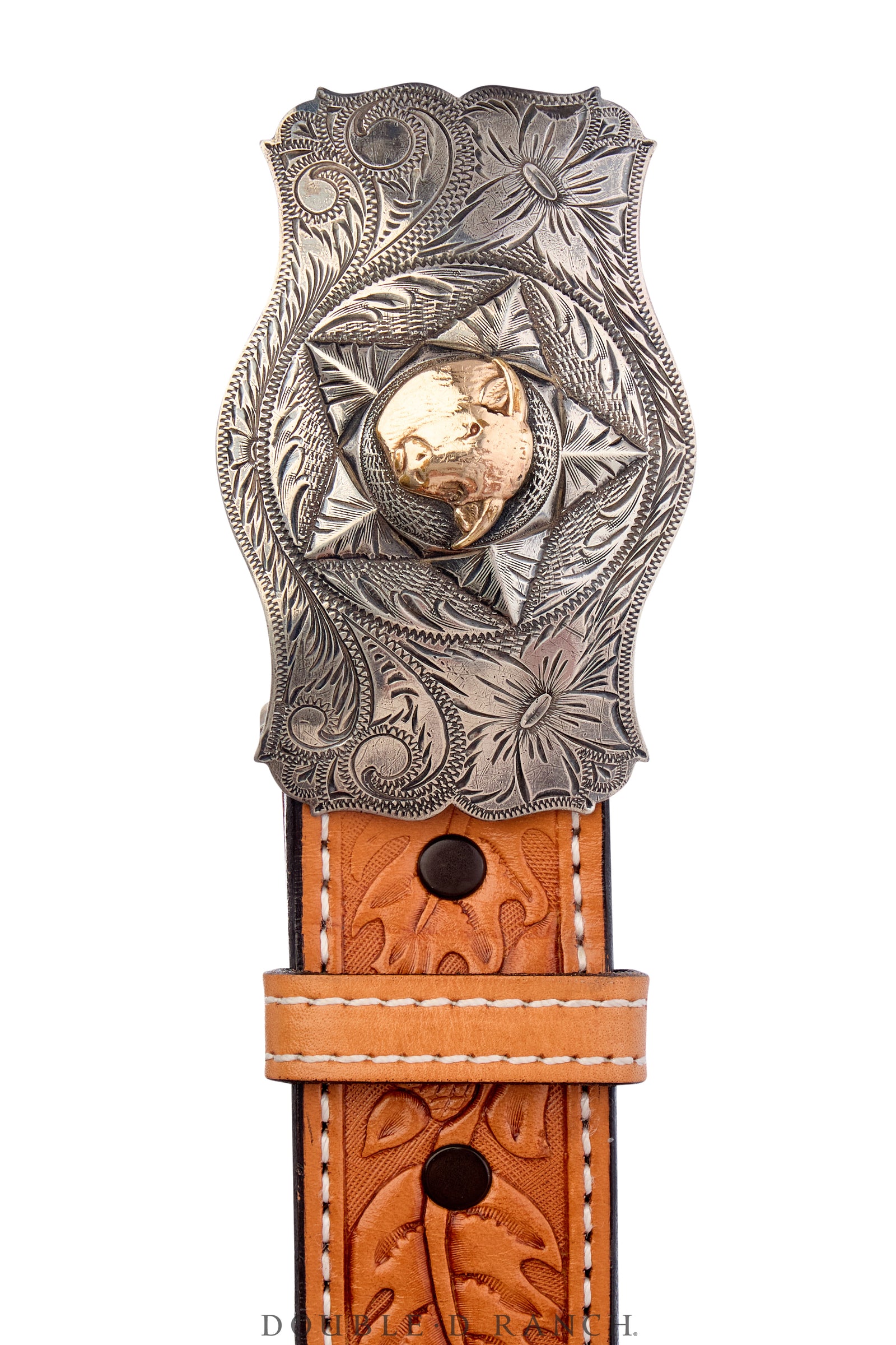 Belt, A Vintage, Buckle, Western, ShortHorn Steer, Sterling Silver & 14k Gold, Keyston Bros. Hallmark, Vintage ‘50s, 622