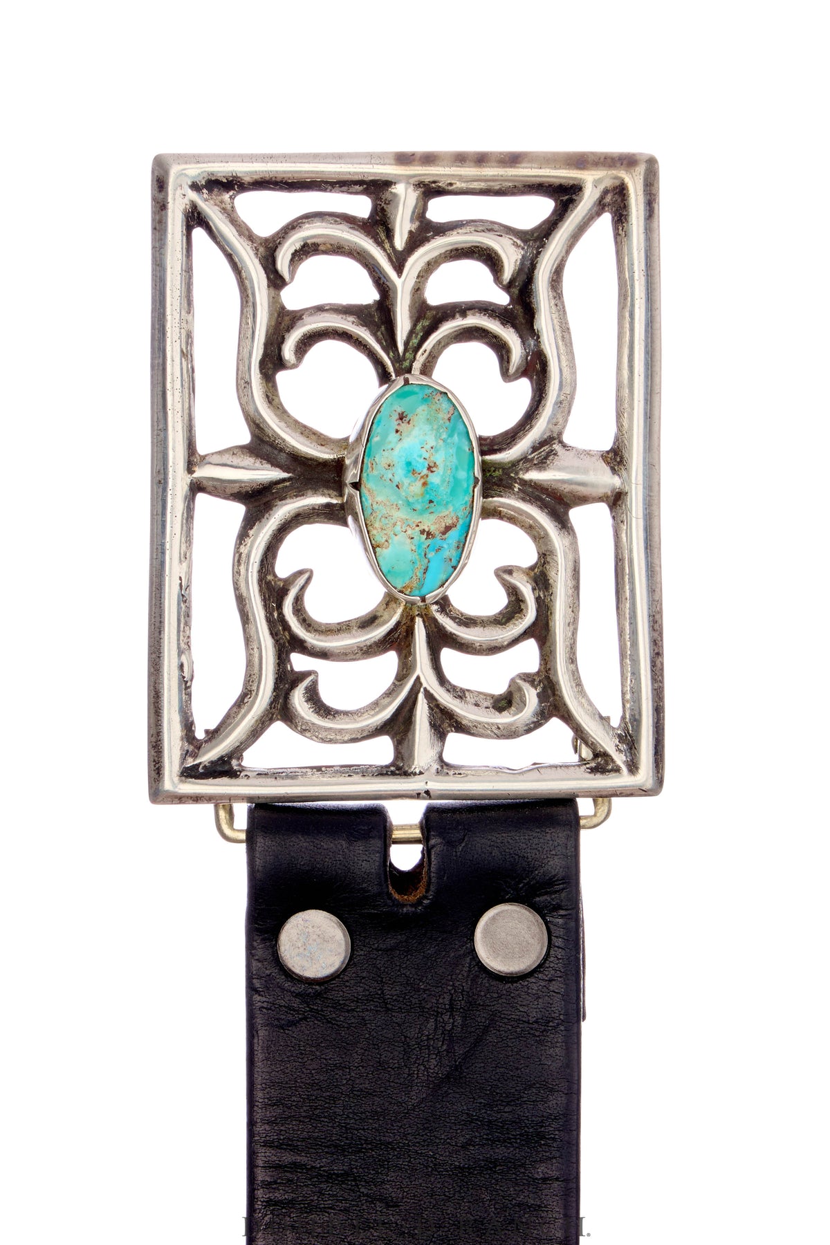 Belt, A Buckle, Cast, Turquoise, Vintage, Mid Century, 687