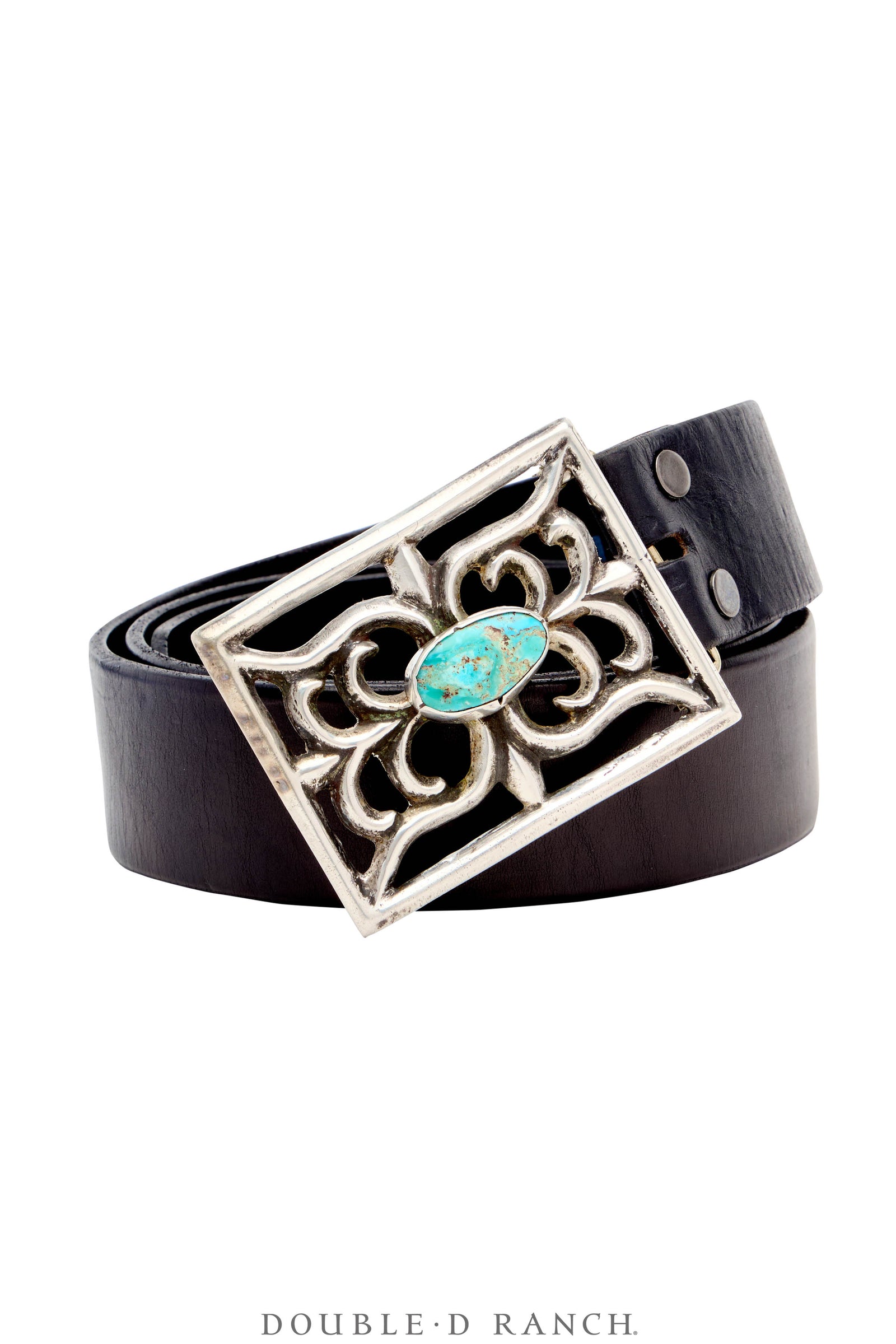 Belt, A Buckle, Cast, Turquoise, Vintage, Mid Century, 687