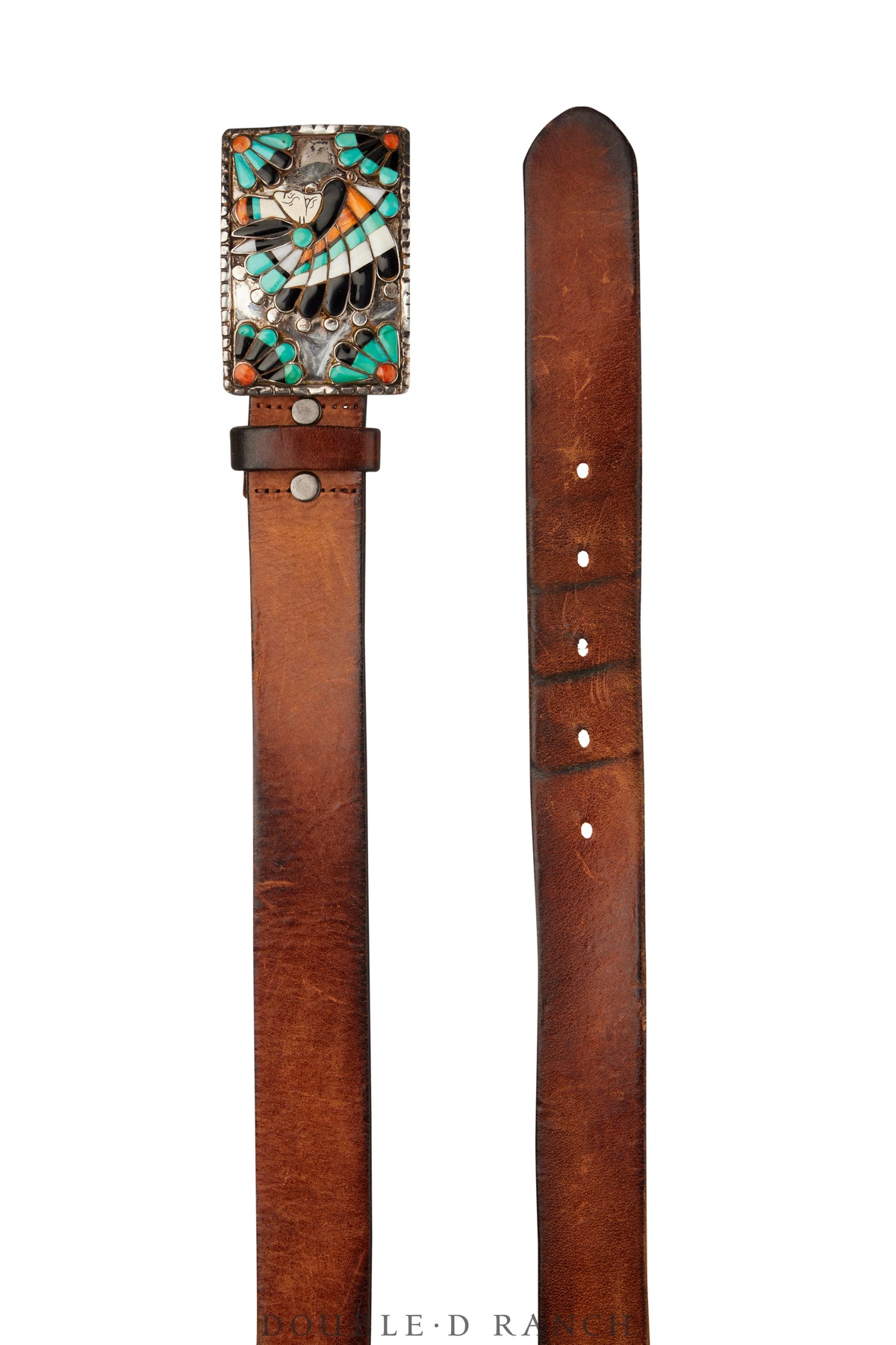 Belt, A Vintage, Buckle, Inlay, Chief's Head, Ralph Quam Hallmark, Vintage, 717