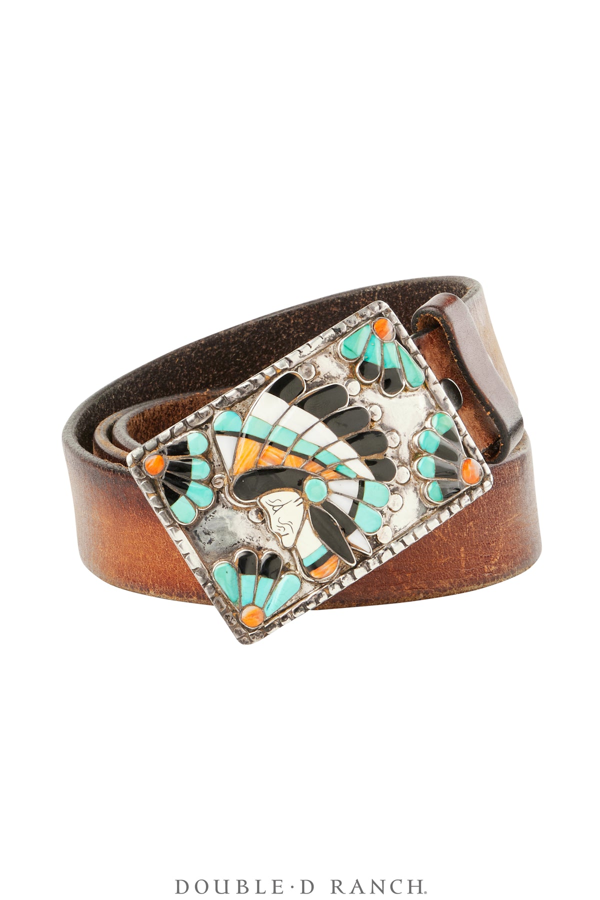 Belt, A Vintage, Buckle, Inlay, Chief's Head, Ralph Quam Hallmark, Vintage, 717