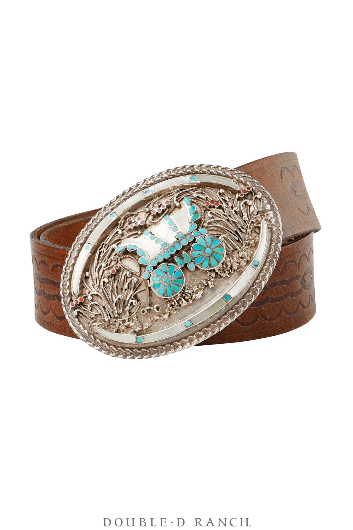 Belt, A Vintage, Buckle, Inlay, Conestoga Wagon, Dishta, Vintage, 736