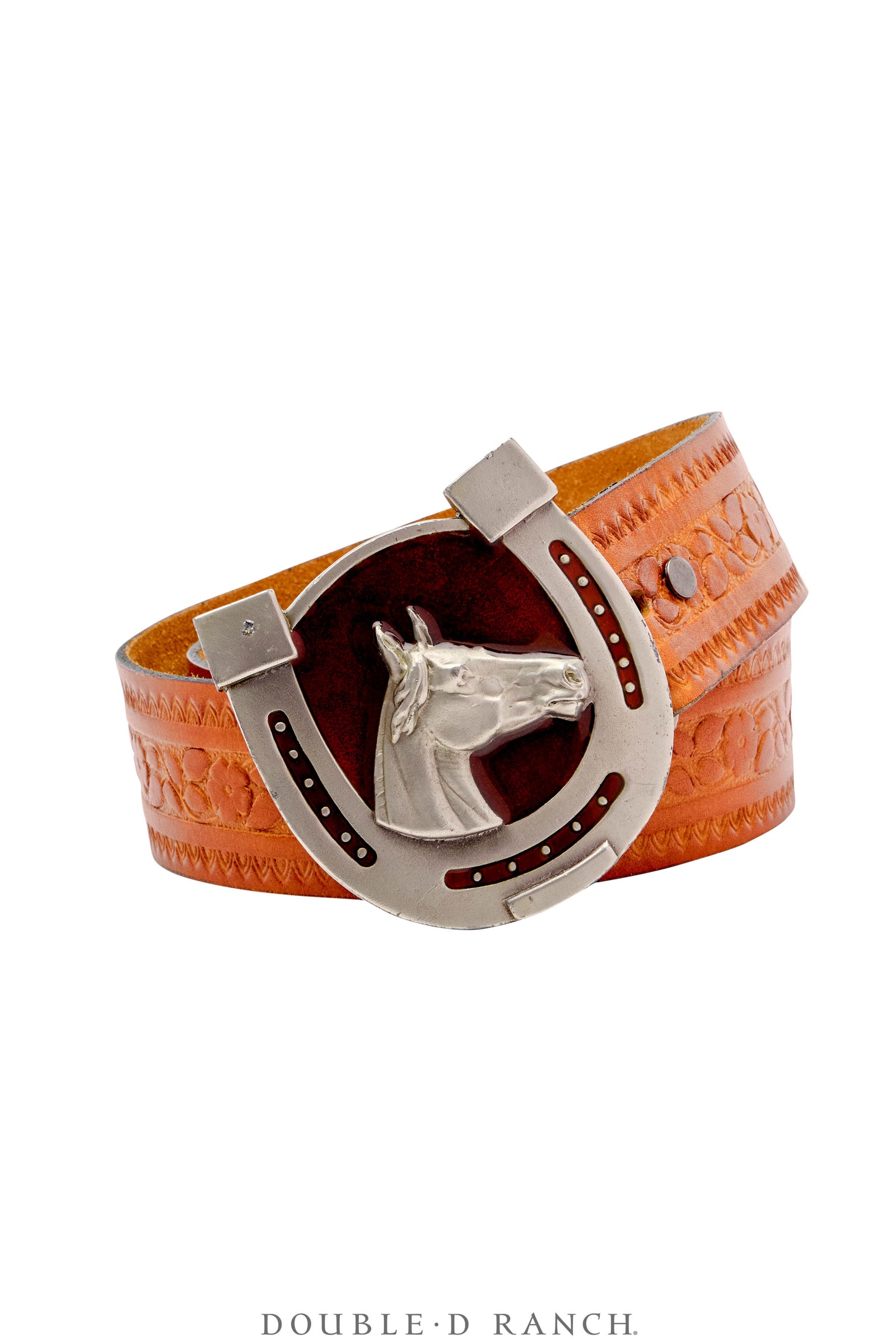 Belt, A Vintage, Buckle, Western, Enamel, Horseshoe & Horse, Vintage, 808