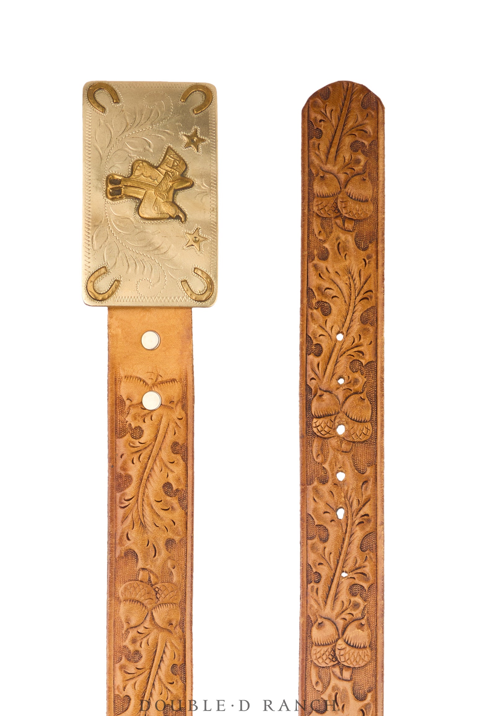 Belt, A Vintage, Buckle, Western, Saddle With Horseshoes & Stars, Vintage, 875