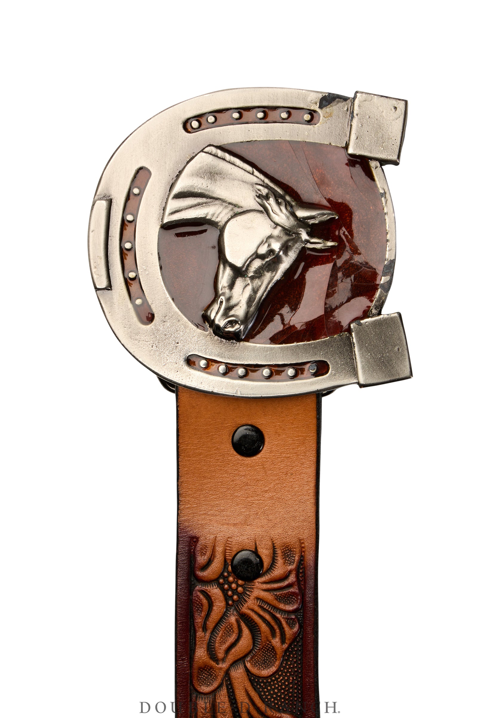 Belt, A Vintage, Buckle, Enamel, Horseshoe & Horse, Vintage, 701B