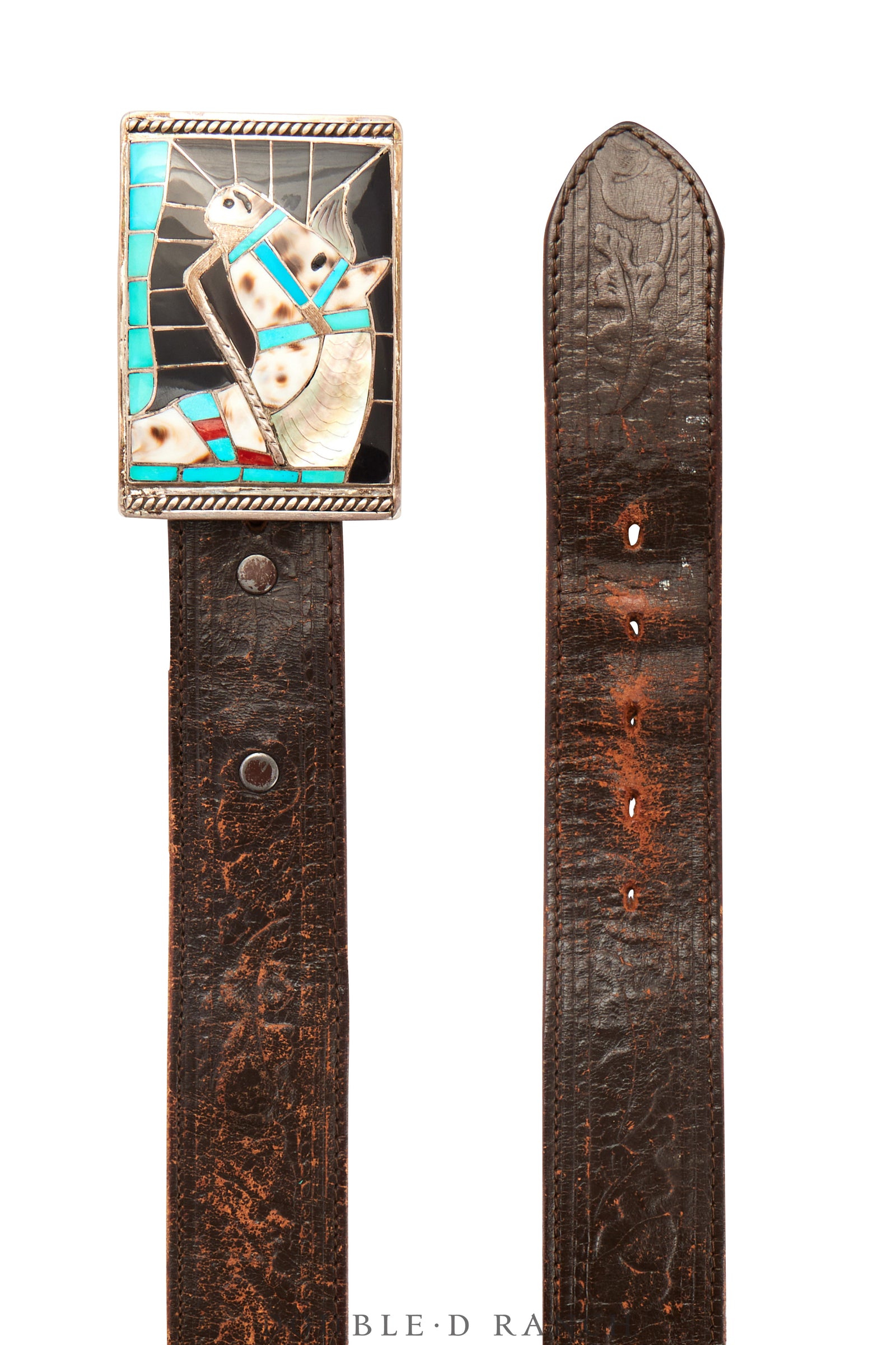 Belt, A Vintage, Buckle, Inlay, Horse Profile, Palomino, Lincoln & Helen Zunie Hallmark, Vintage, 652