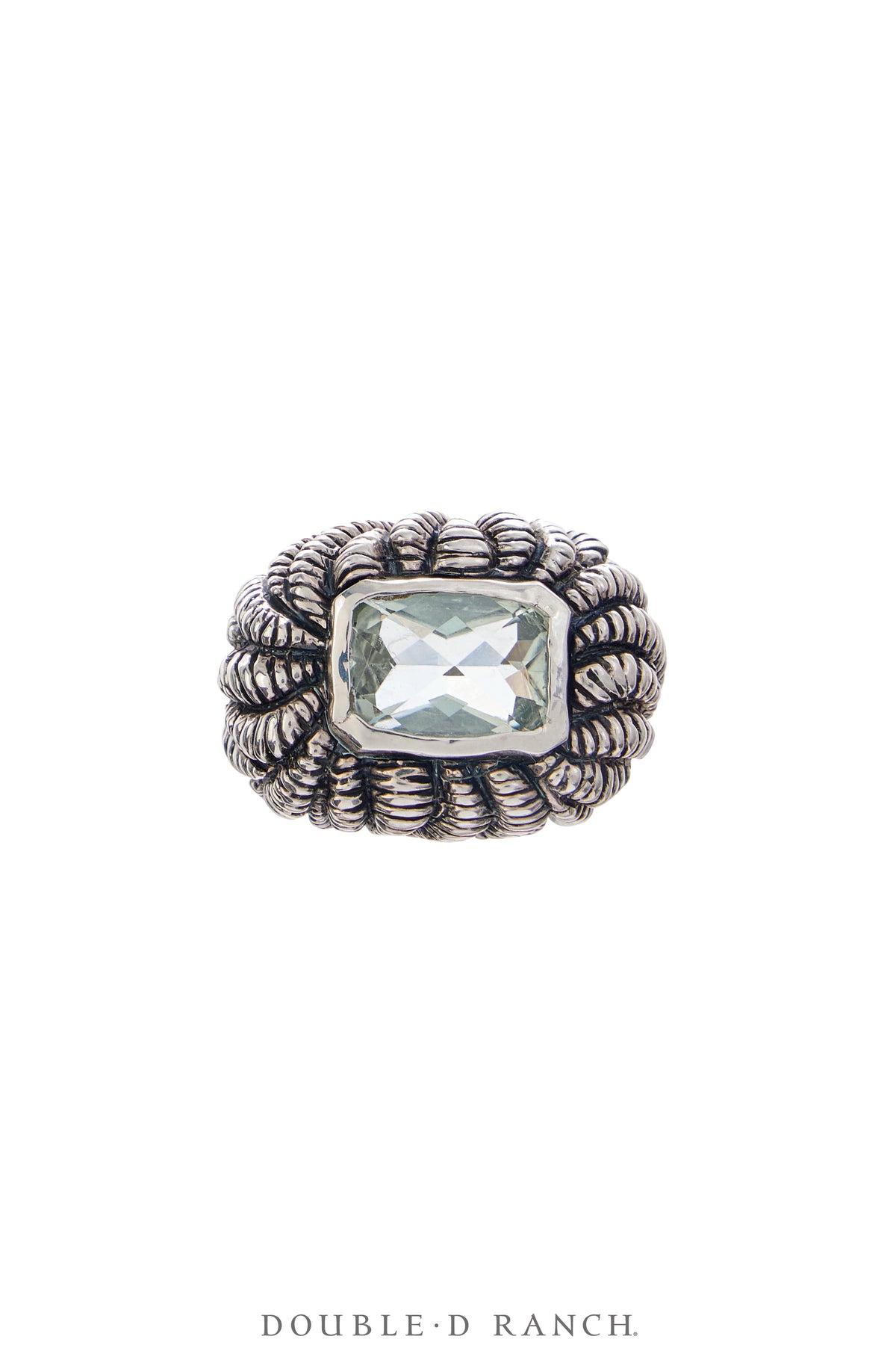 Ring, Dian Malouf, Aqua Marine Faceted, Sterling Silver, Hallmark, Contemporary, 1666