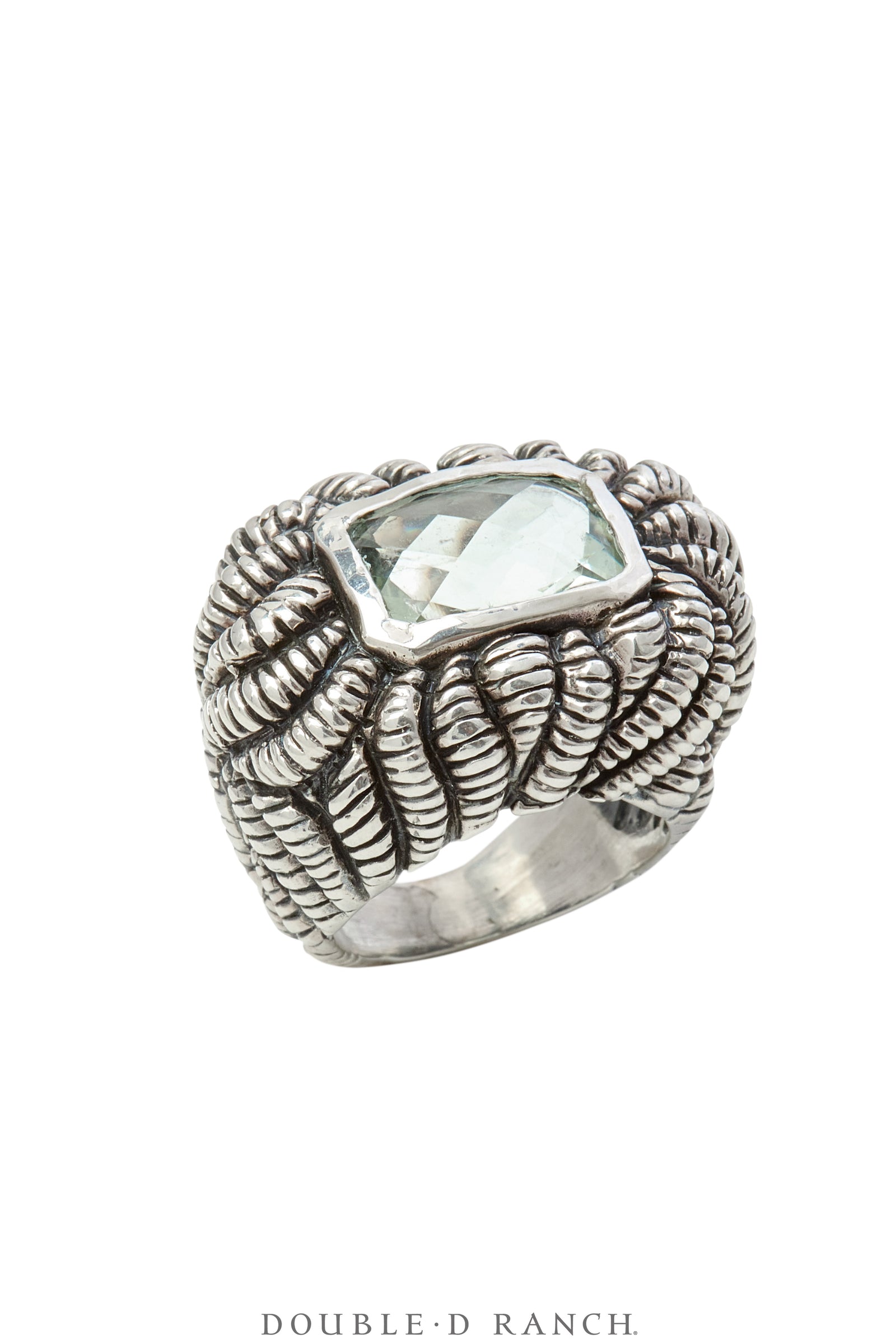Ring, Dian Malouf, Aqua Marine Faceted, Sterling Silver, Hallmark, Contemporary, 1666