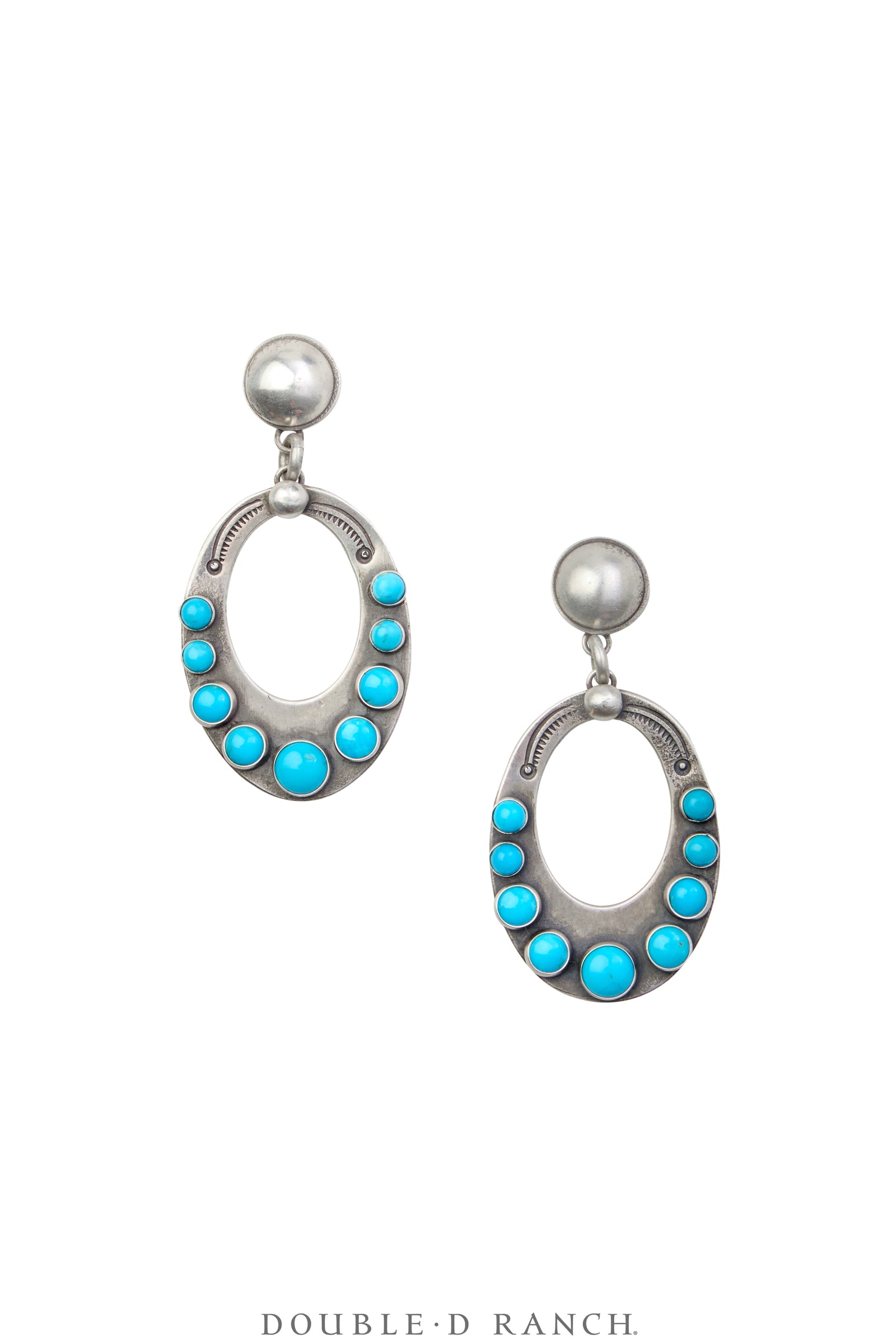 Earrings, Hoop, Turquoise, Small, Dennis Hogan Hallmark, Contemporary, 1850