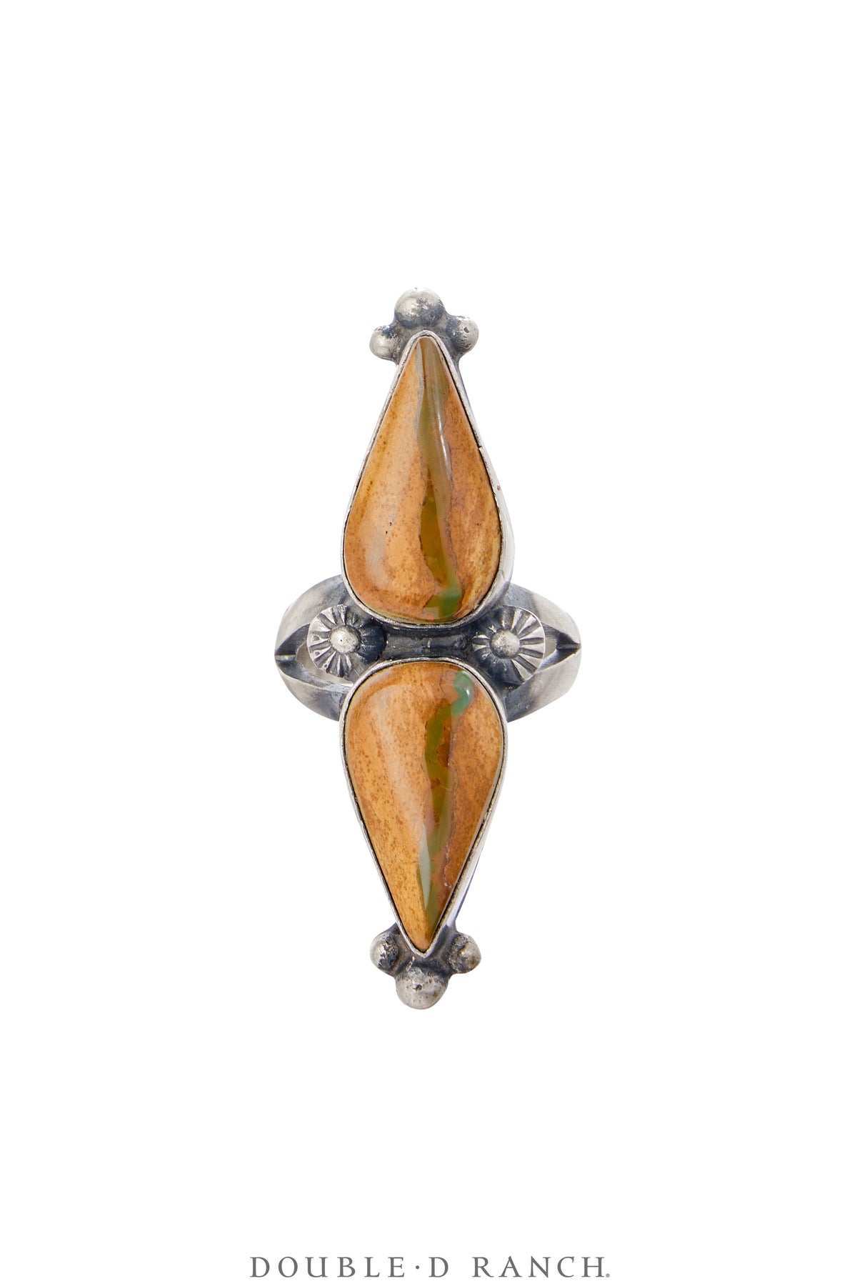 Ring, Double Stone, Turquoise, Boulder Ribbon Mine, Hallmark, Contemporary, 8, 1713