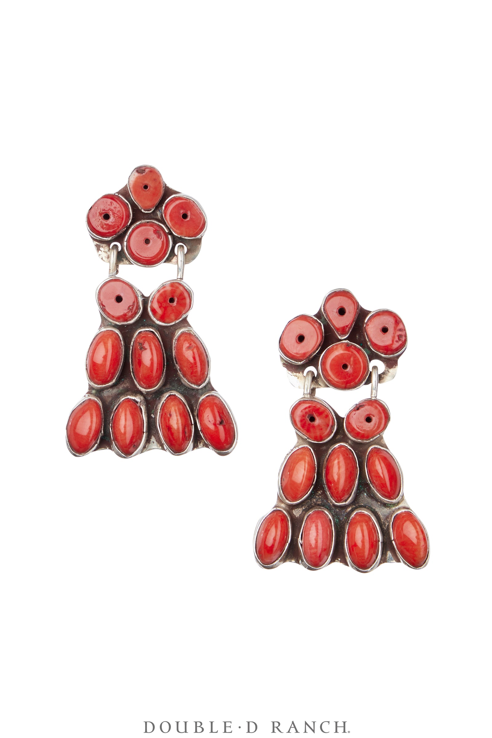 Earrings, Oscar Betz, Fan, Coral, Hallmark, Contemporary, 2054