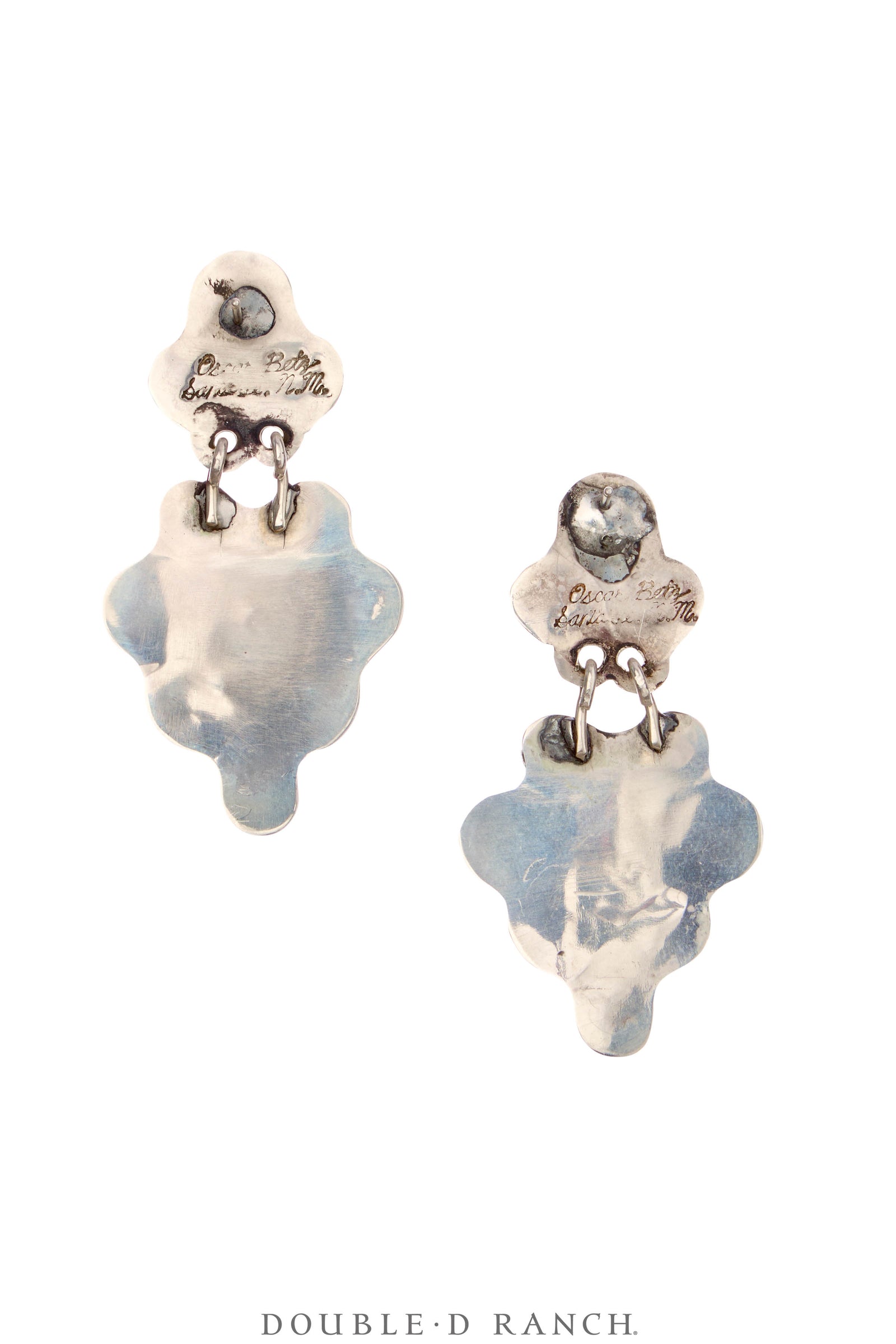 Earrings, Oscar Betz, Triangle, Turquoise, Agate, Amazonite, Mother of Pearl, Hallmark, Contemporary,  2084