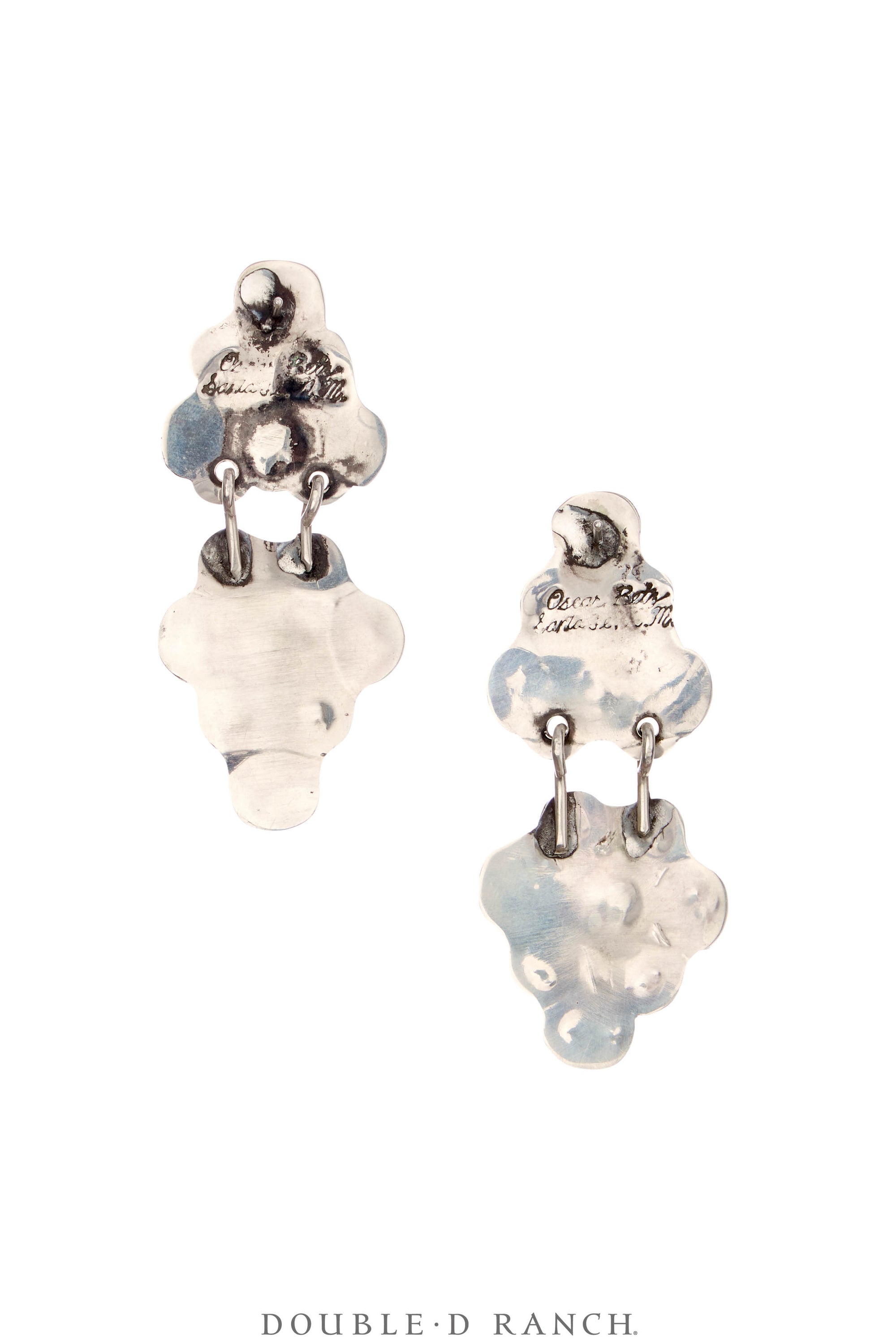 Earrings, Oscar Betz, Triangle, Turquoise, Agate, Mother of Pearl, Hallmark, Contemporary, 2080