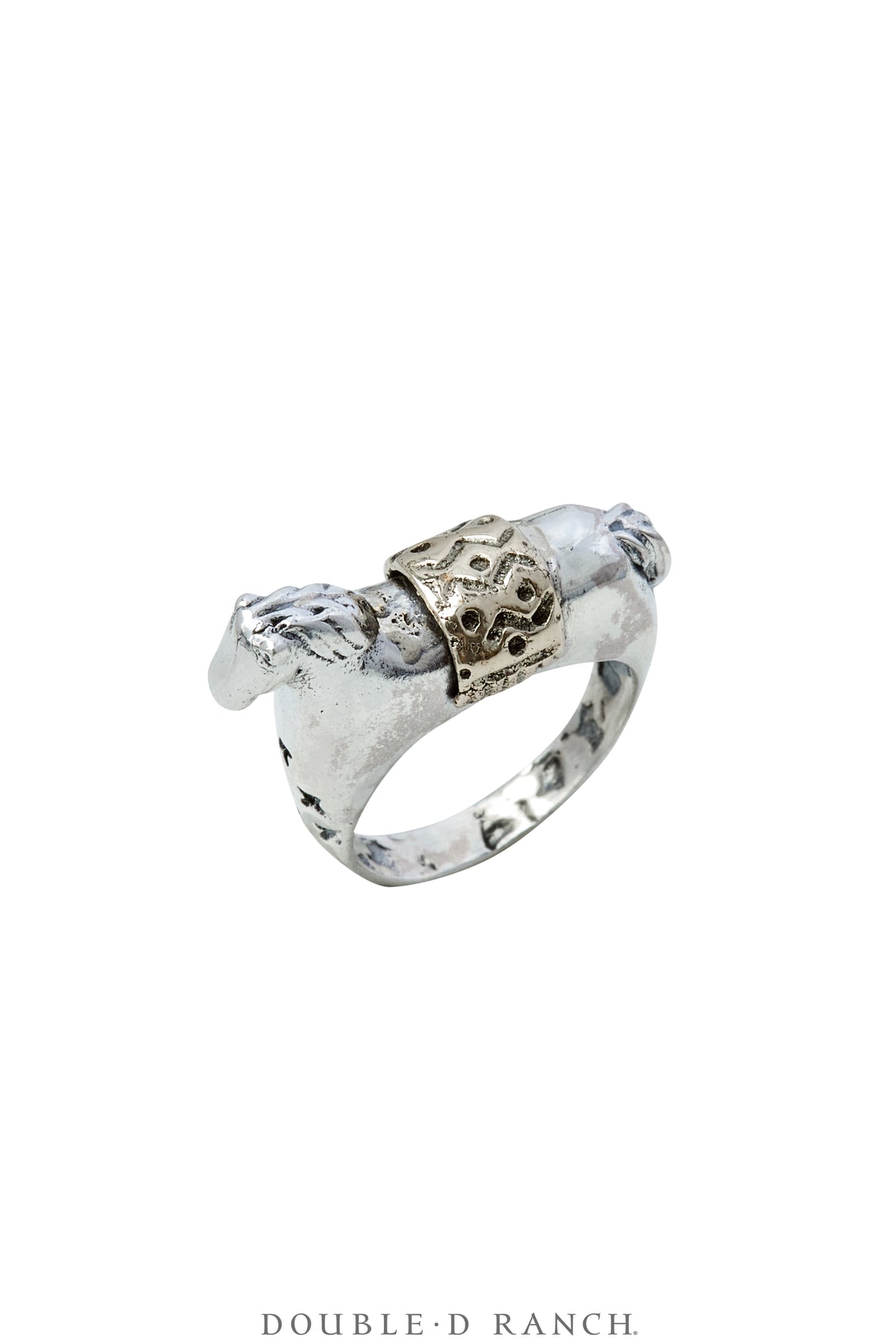 Ring, Dian Malouf, Sterling Silver & 14K gold, Horse Stacker, Hallmark, Contemporary, 1673