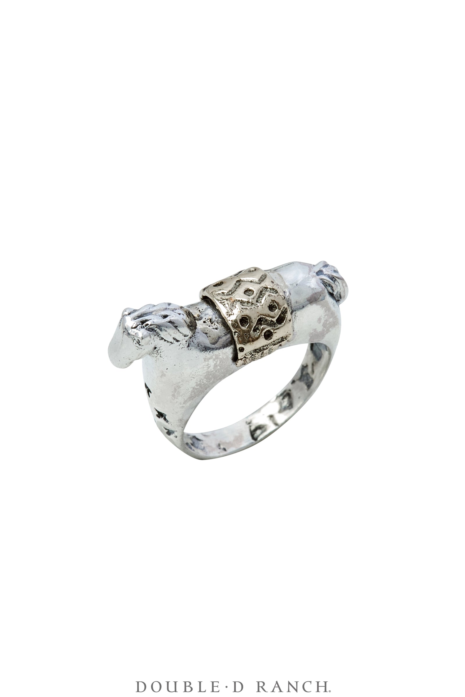 Ring, Dian Malouf, Sterling Silver & 14K gold, Horse Stacker, Hallmark, Contemporary, 1673