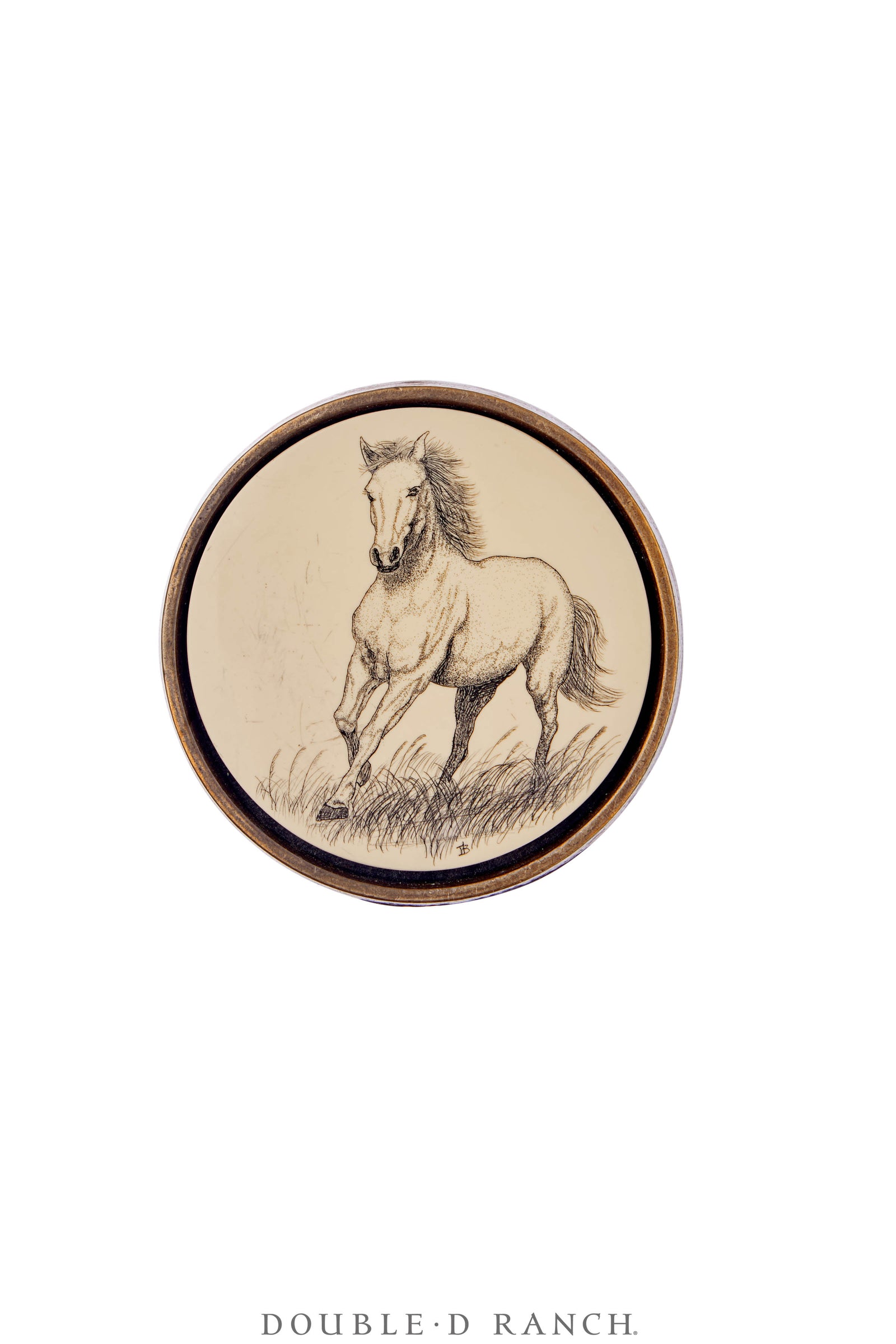 Scarf Slide, Scrimshaw, Faux, Horse, Up-Cycled, Vintage, 1243