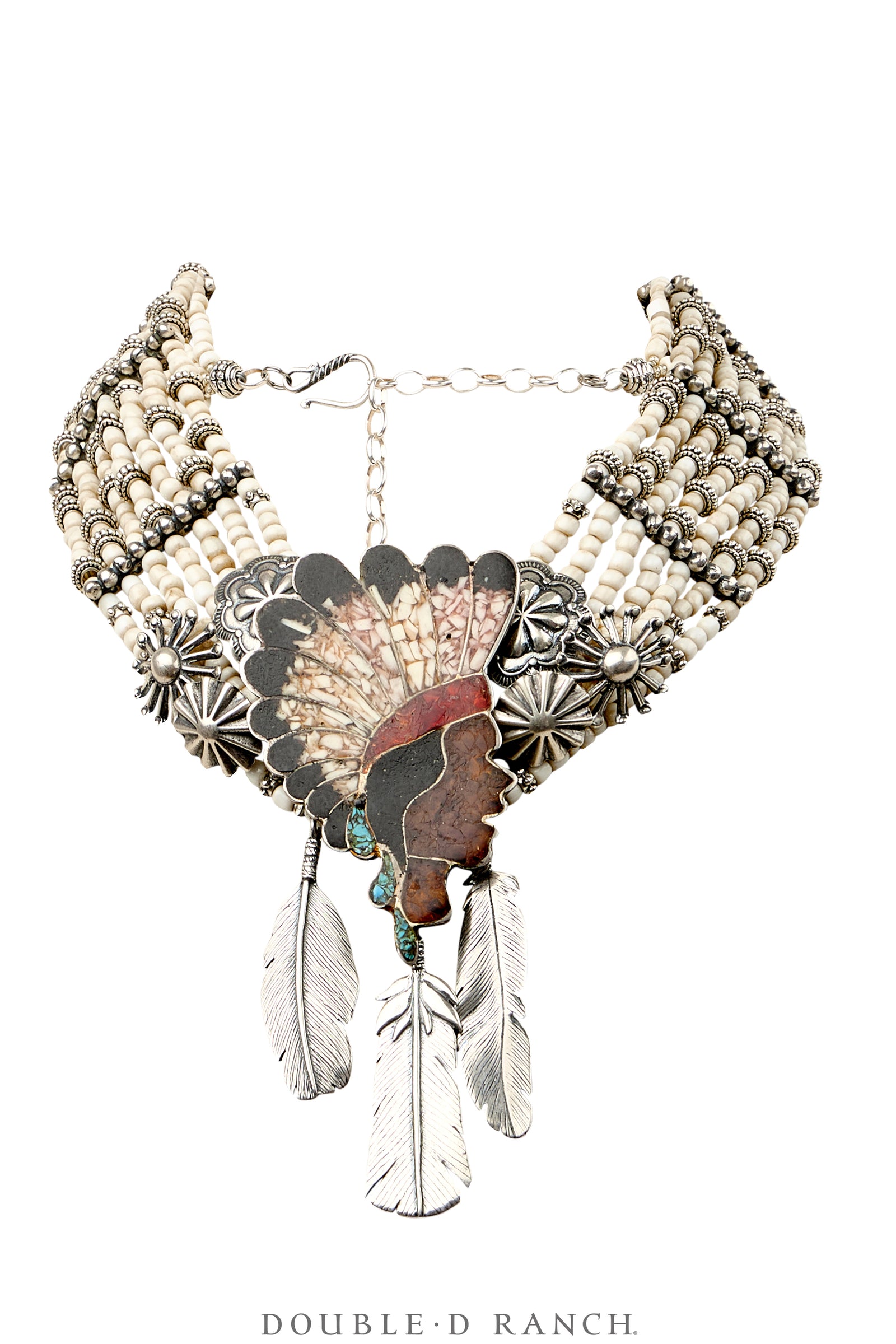 Necklace, Mummy's Bundle, by Double D Ranch, Inlay Indian Chief, 101