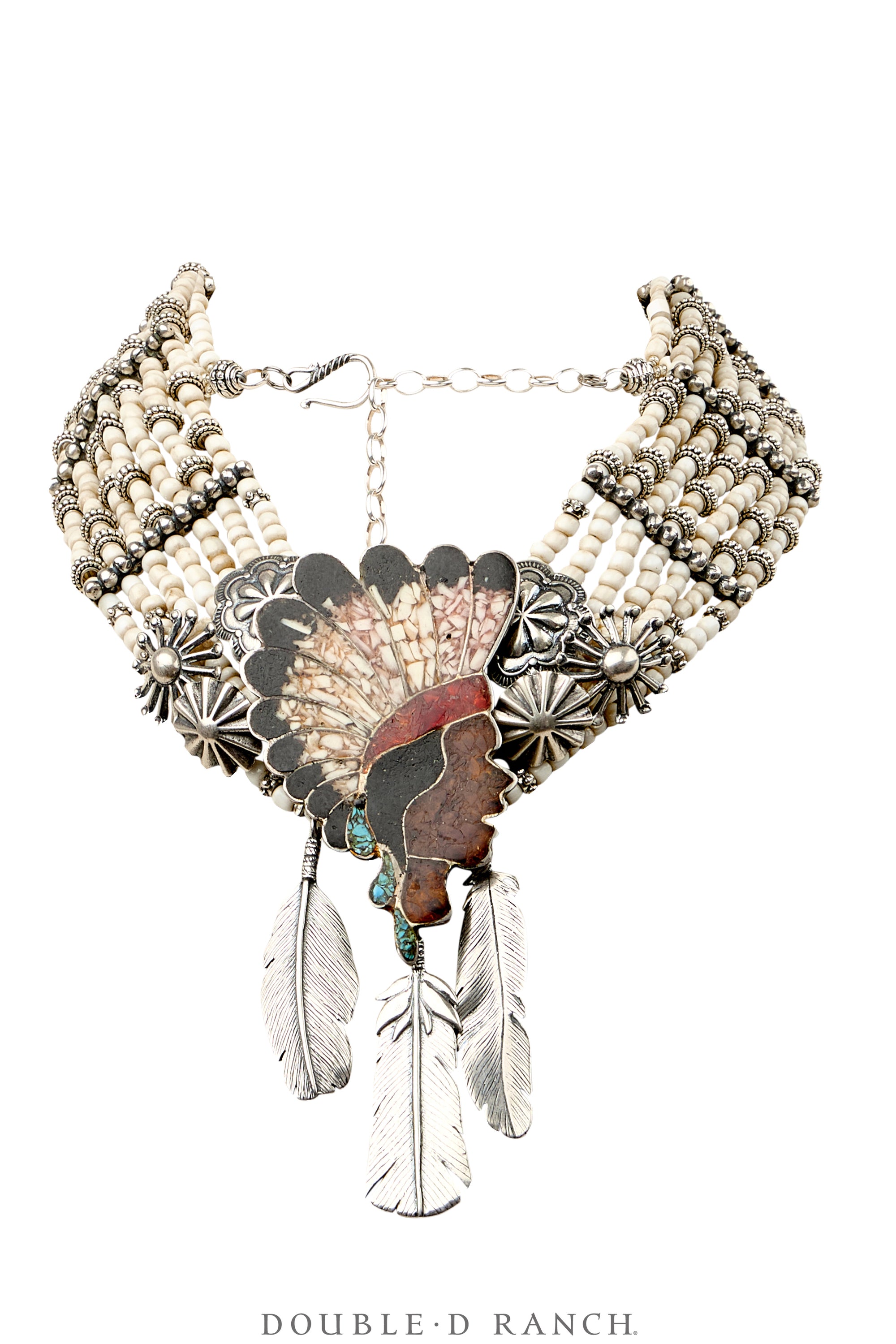 Necklace, Mummy's Bundle, by Double D Ranch, Inlay Indian Chief, 101