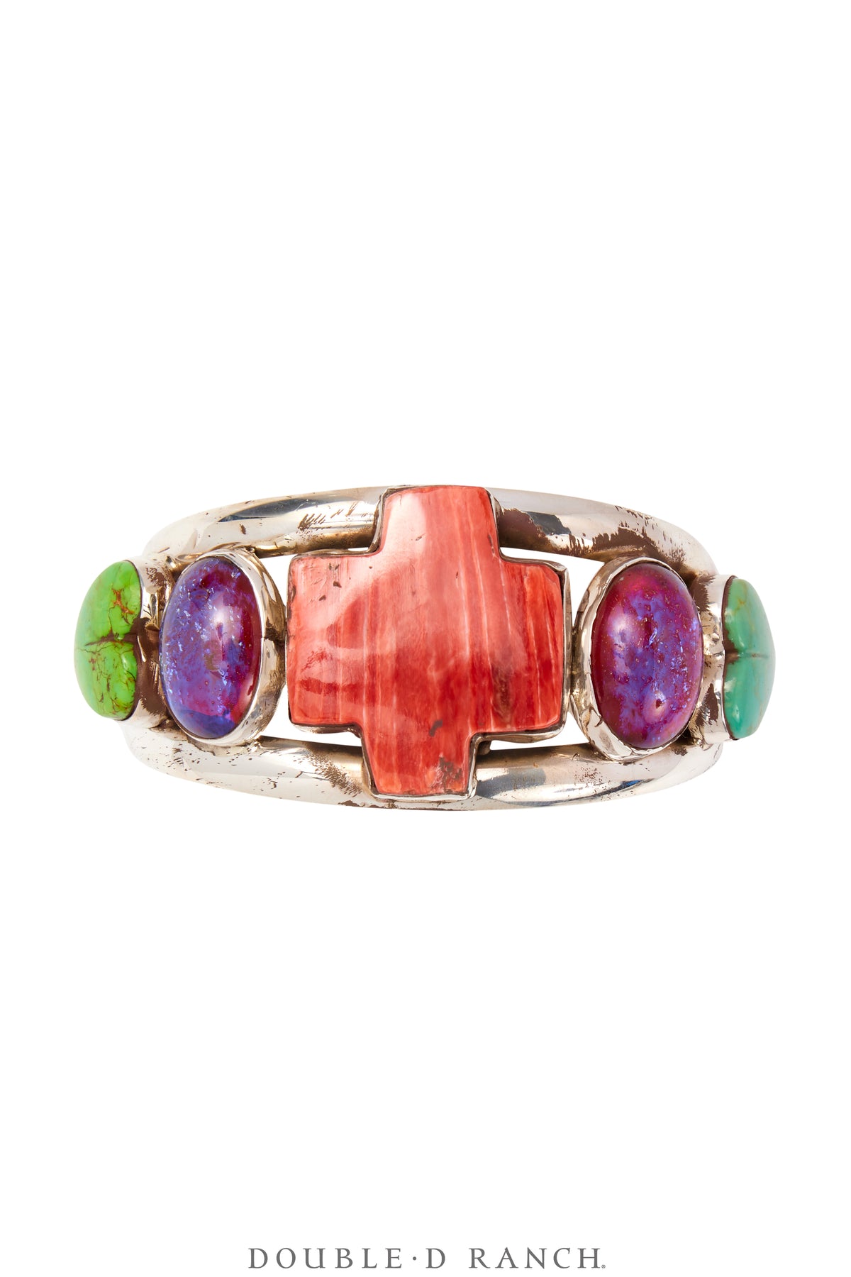 Cuff, Novelty, Mixed Stones of Opal, Spiny Oyster, & Turquoise, Oscar Betz Hallmark, Contemporary, 3856