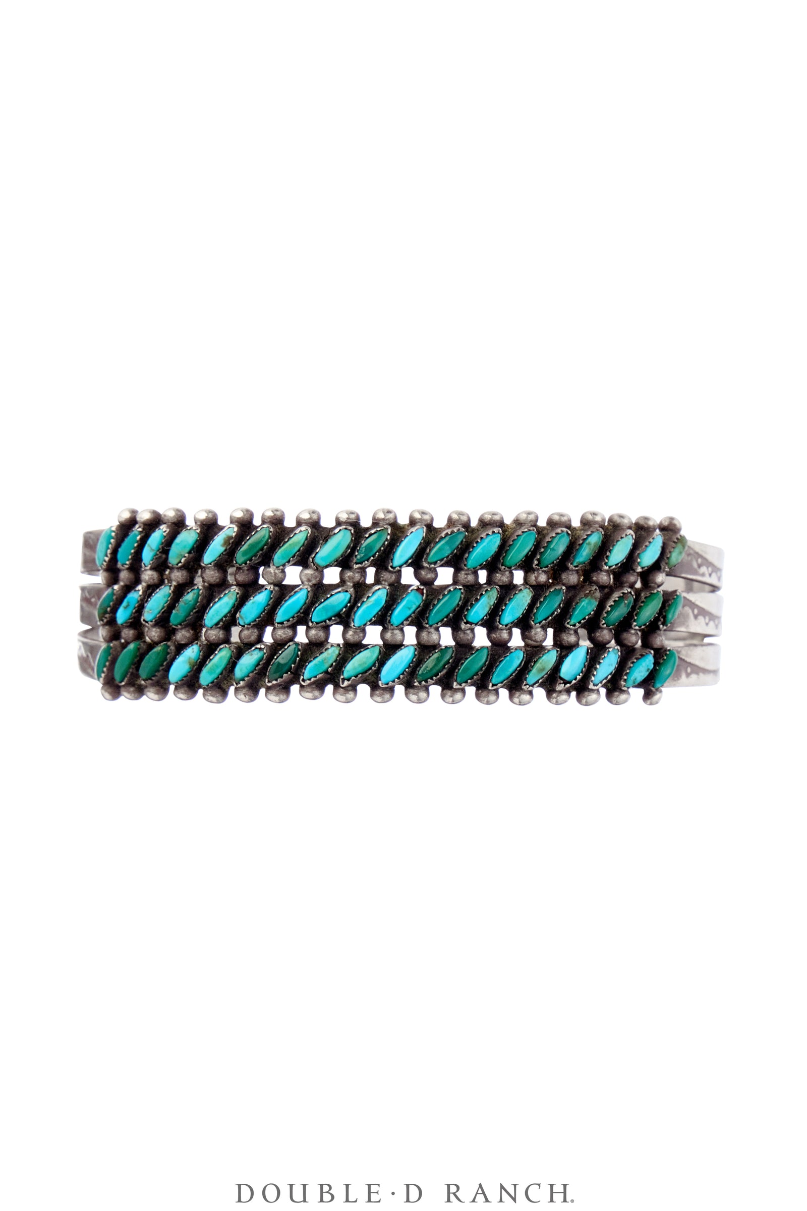 Cuff, Row, Turquoise, Needlepoint, Zuni, Vintage ‘40s, 3894