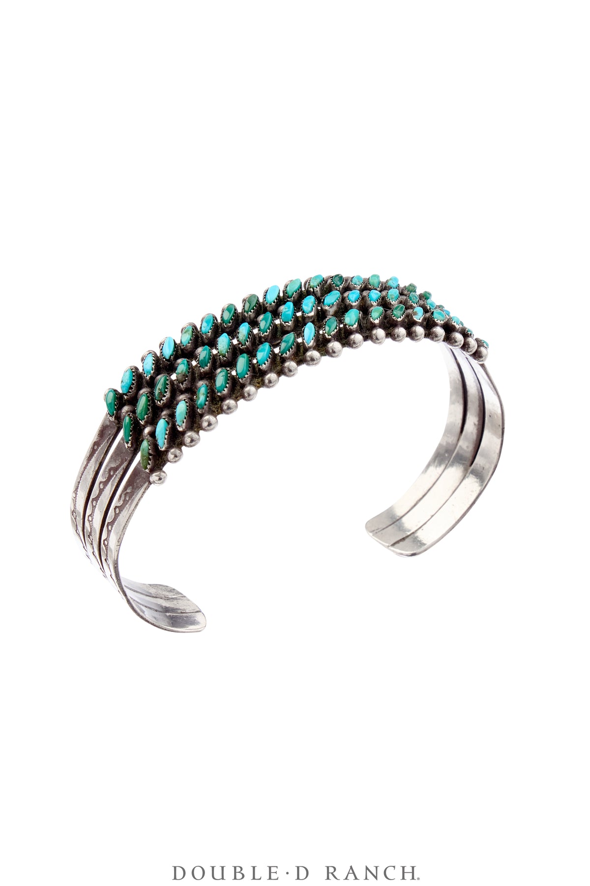 Cuff, Row, Turquoise, Needlepoint, Zuni, Vintage ‘40s, 3894