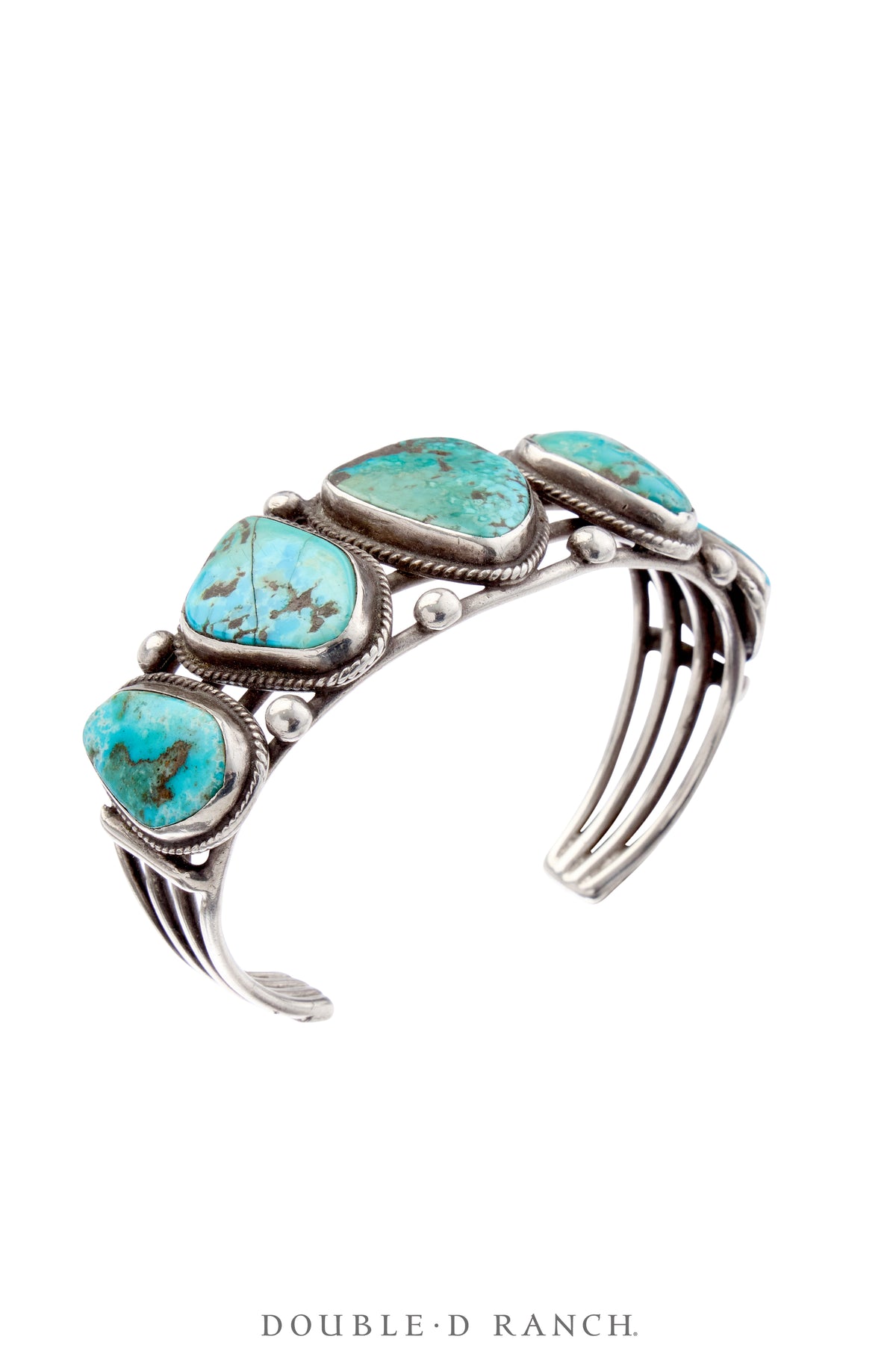 Cuff, Natural Stone, Turquoise, Five Stones, Old Pawn, 3909