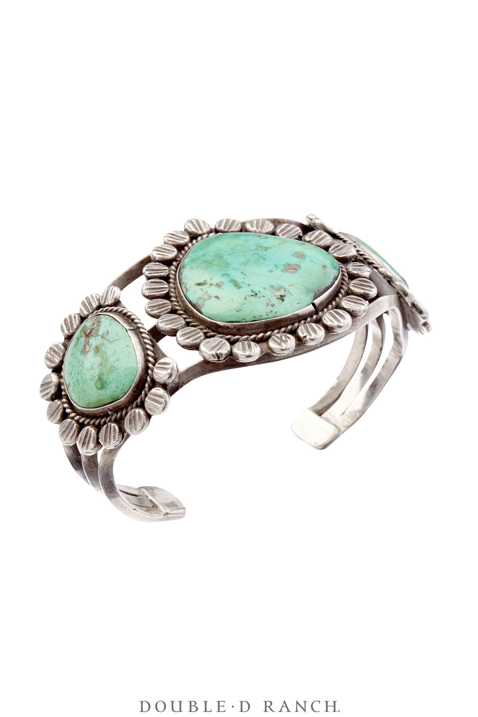 Cuff, Natural Stone, Turquoise, Three Stones, Old Pawn, 3910