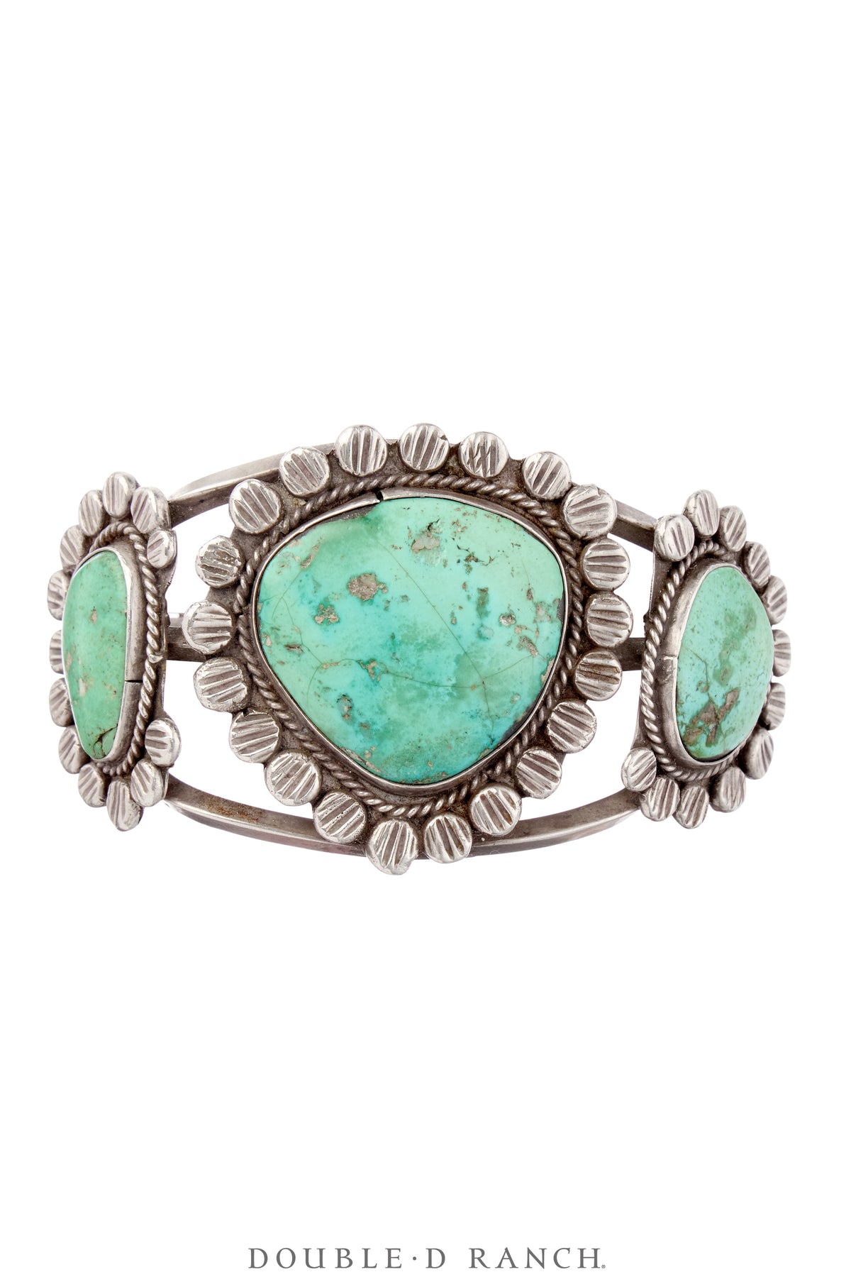 Cuff, Natural Stone, Turquoise, Three Stones, Old Pawn, 3910