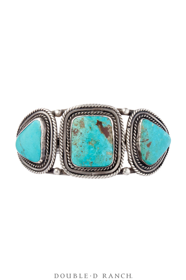 Cuff, Natural Stone, Turquoise, Three Stones, Old Pawn '60s, 3911