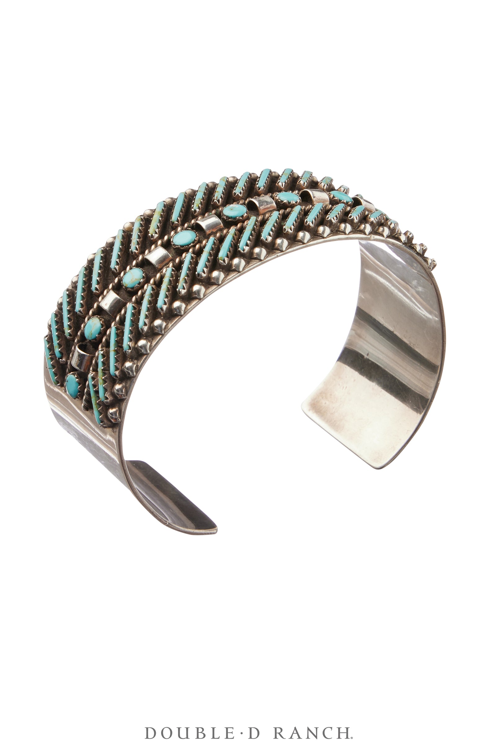 Cuff, Row, Turquoise, Needlepoint & Snake Eye, Vintage ‘70s, 3965