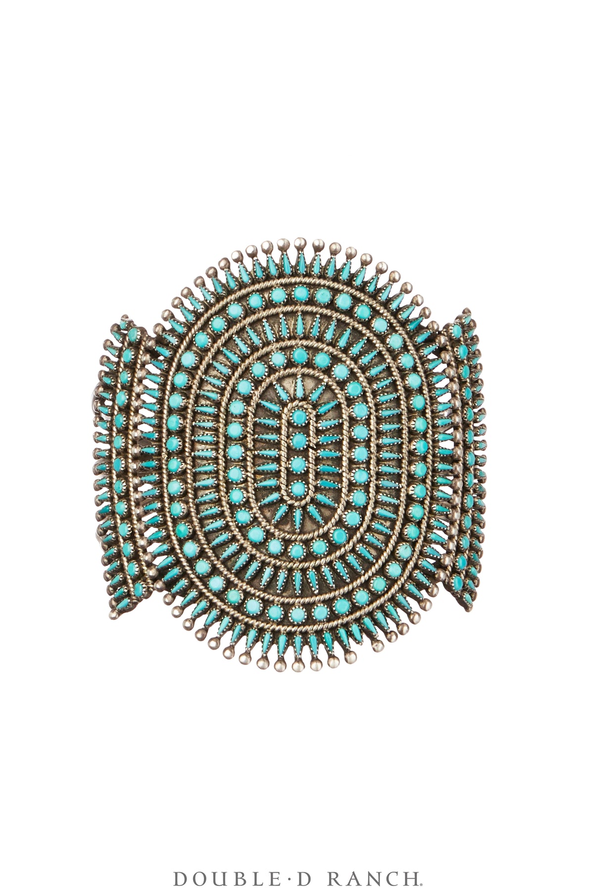 Cuff, Cluster, Turquoise, Needlepoint & Snake Eyes, Spectacular, Quam Hallmark, Vintage ‘70s, 3968