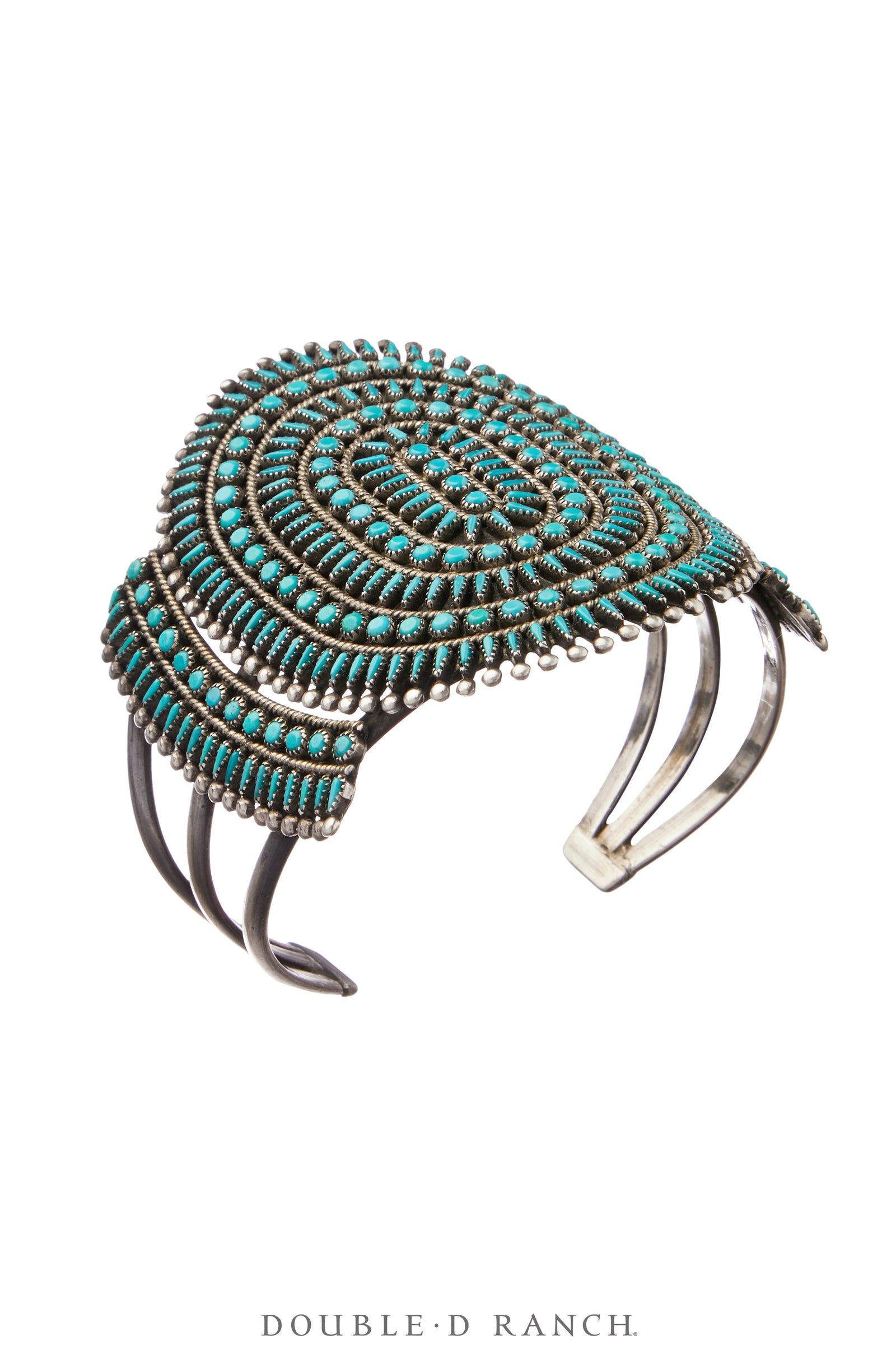 Cuff, Cluster, Turquoise, Needlepoint & Snake Eyes, Spectacular, Quam Hallmark, Vintage ‘70s, 3968