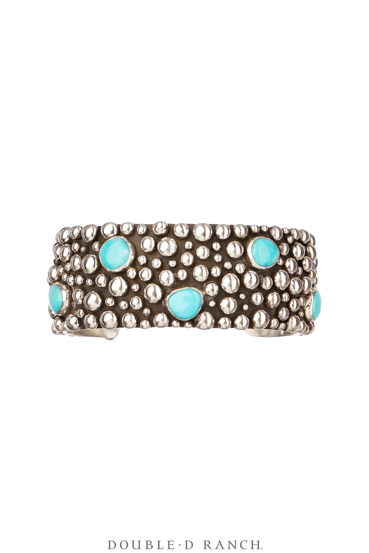 Cuff, Blackened Bubble Double, Turquoise & Sterling Silver, Hallmark, Contemporary, 3973