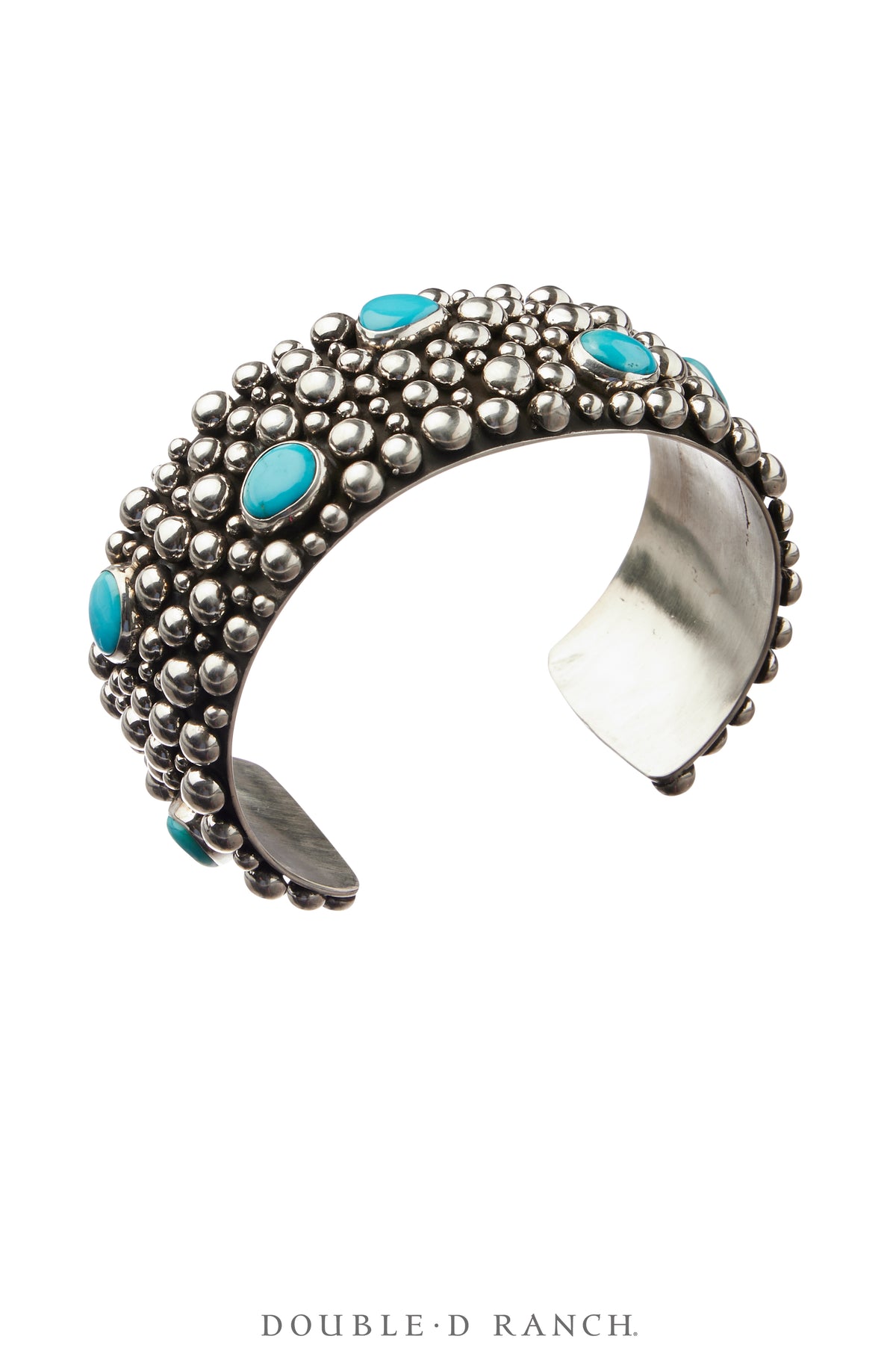 Cuff, Blackened Bubble Double, Turquoise & Sterling Silver, Hallmark, Contemporary, 3973