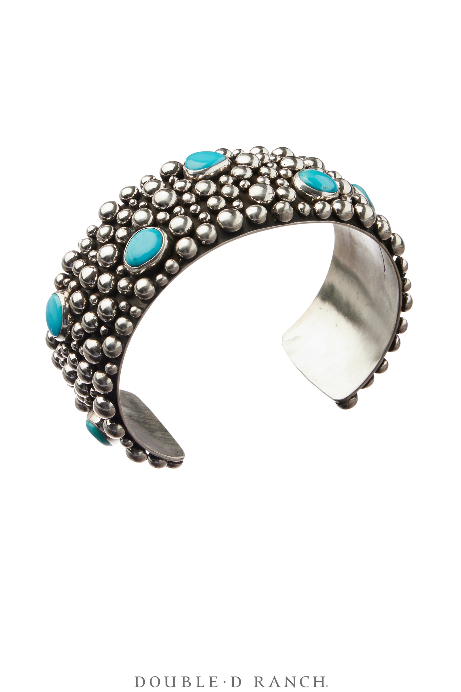 Cuff, Blackened Bubble Double, Turquoise & Sterling Silver, Hallmark, Contemporary, 3973