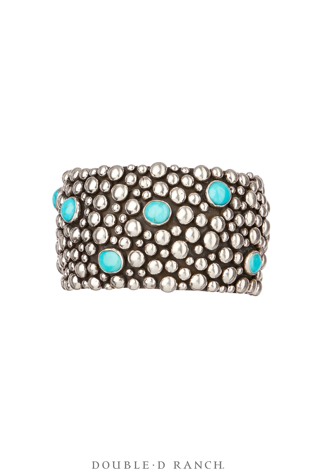 Cuff, Blackened Bubble Double, Turquoise & Sterling Silver, Hallmark, Contemporary, 3974