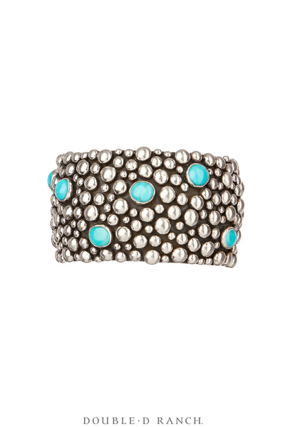 Cuff, Blackened Bubble Double, Turquoise & Sterling Silver, Hallmark,