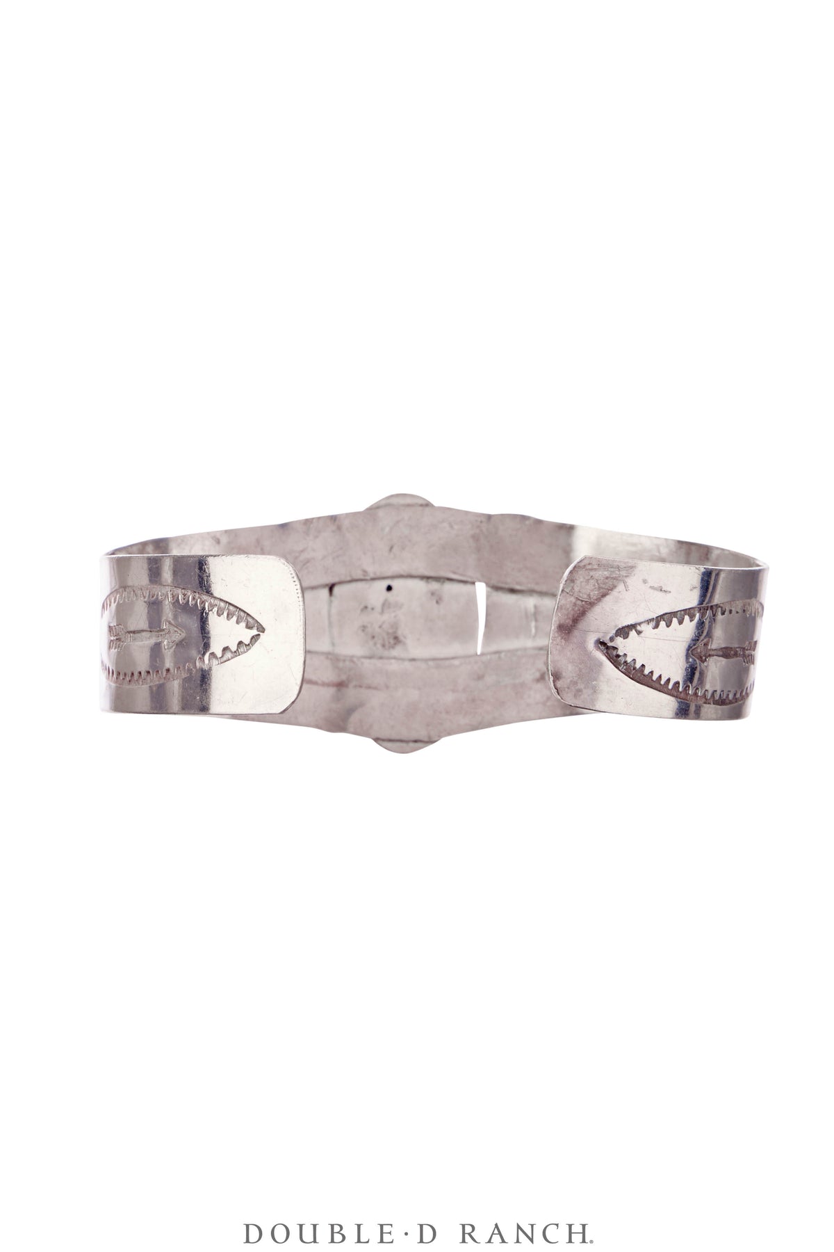 Cuff, Fred Harvey Railroad Era, Turquoise, Arrows On Split Bands, Vintage ‘40s, 4047