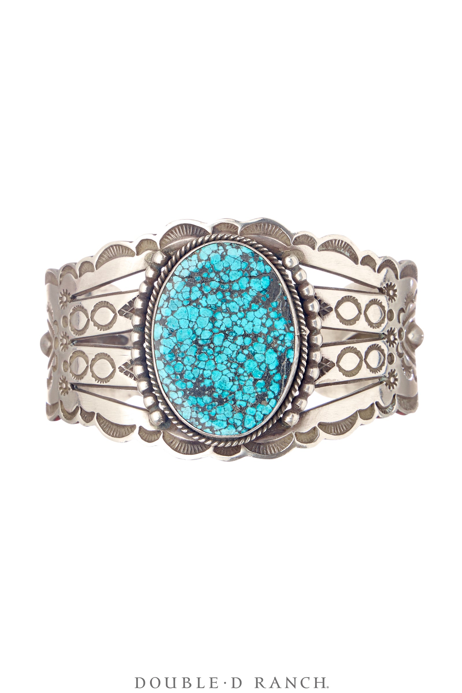 Cuff, Stampwork, Turquoise, High Grade, Hallmark, Vintage, 4067