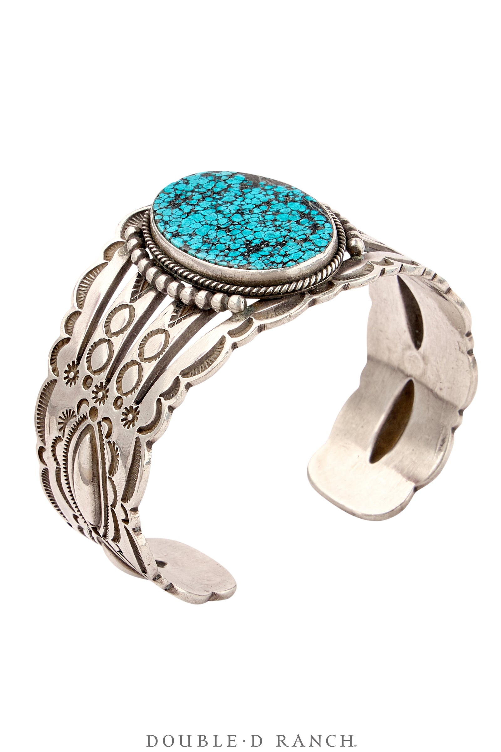 Cuff, Stampwork, Turquoise, High Grade, Hallmark, Vintage, 4067